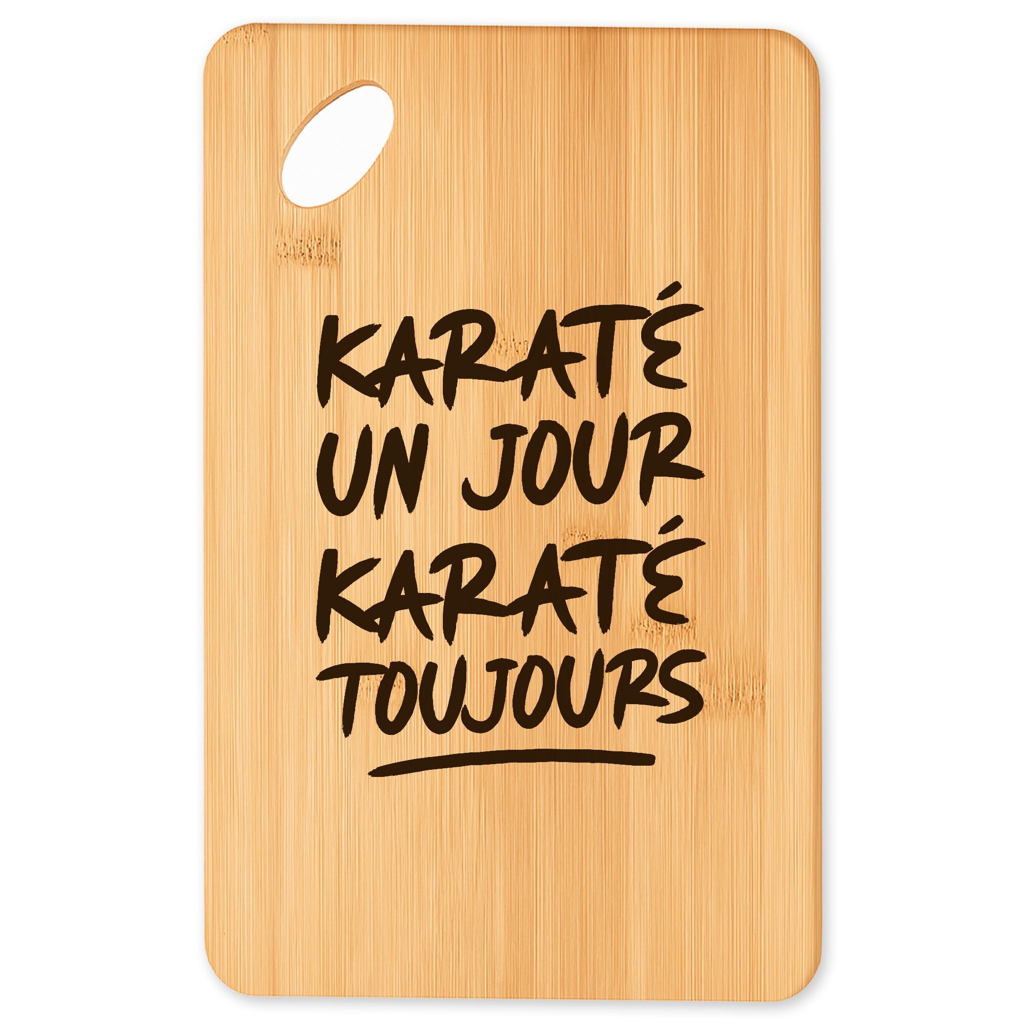 Cadeau original de cuisine avec la planche à découper Karate toujours en bambou