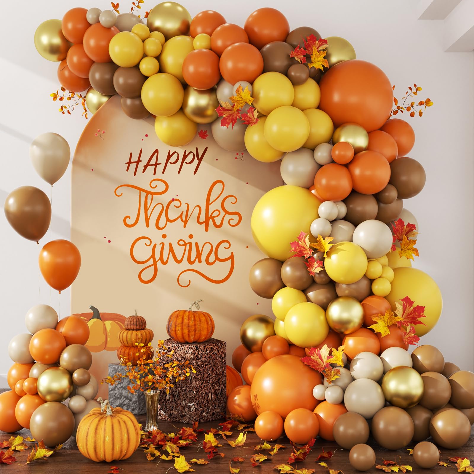 TSOTU 50-Pack Latex Balloons - Yellow, Coral & Gold Confetti Mix For Fall, Thanksgiving & Birthday Party Decor