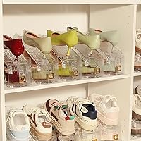 Vista 5 de Paquete de 12 ranuras para zapatos, organizador de apiladores de zapatos para armario, soporte ajustable para zapatos, ahorro de espacio, 50%