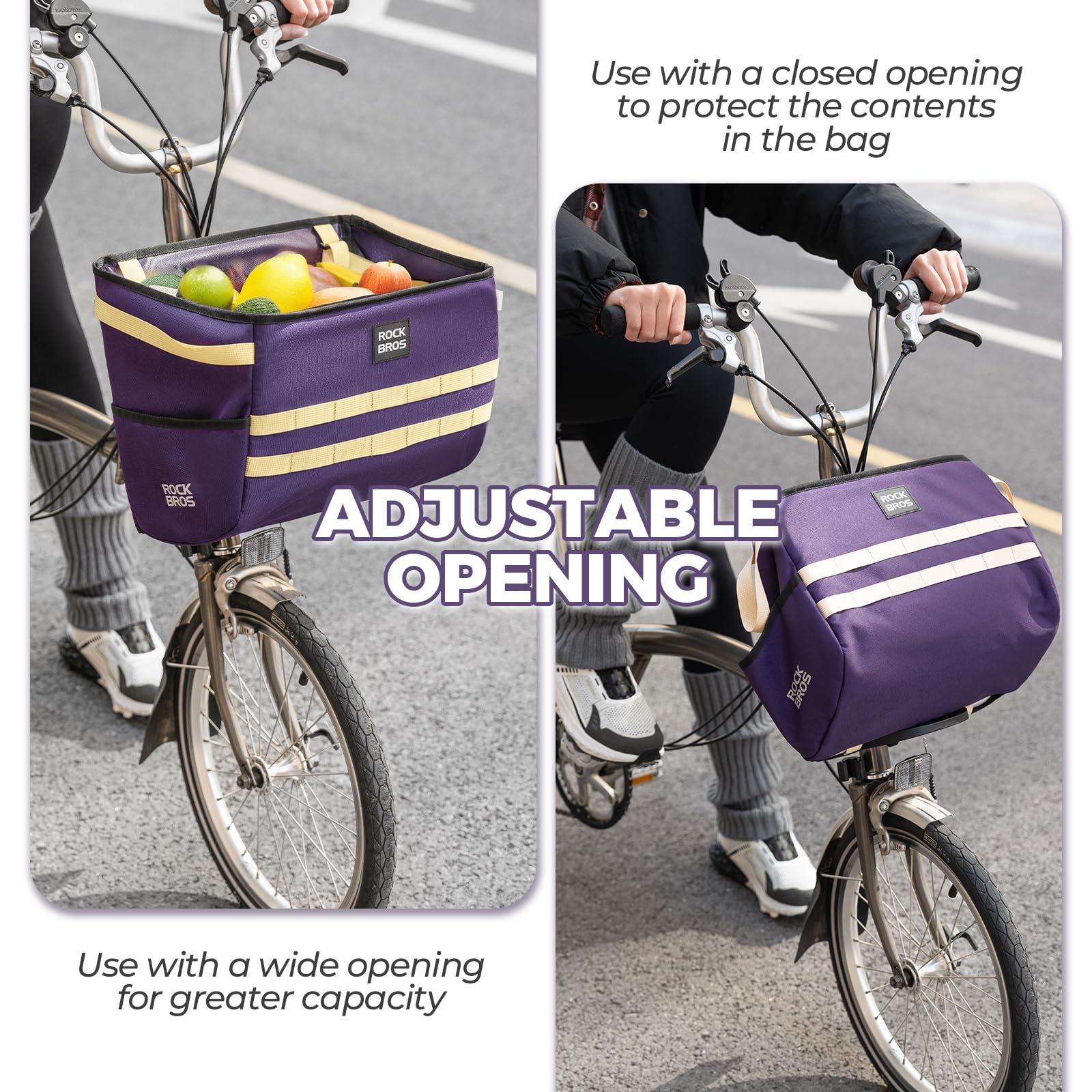 ROCKBROS Bolsa de Manillar para Brompton Plegable Impermeable Bolsa Frontal para Commuting y Almacenamiento en Bicicletas Plegables Negro