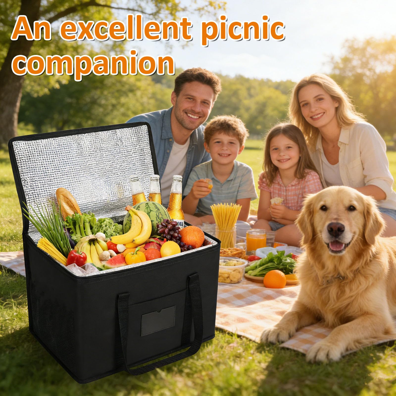 40L Oxford Cloth Cooler Bag, Thermal Cool Bag & Foldable Food Delivery Bag, Insulated for Hot & Cold Food - Image 2