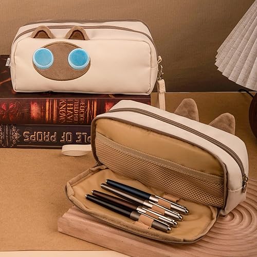 Miniatura 5 de Hongdian - Estuche para lápices de gran capacidad, bolsas para bolígrafos de gato 3D, organizador para oficina, universidad y escuela