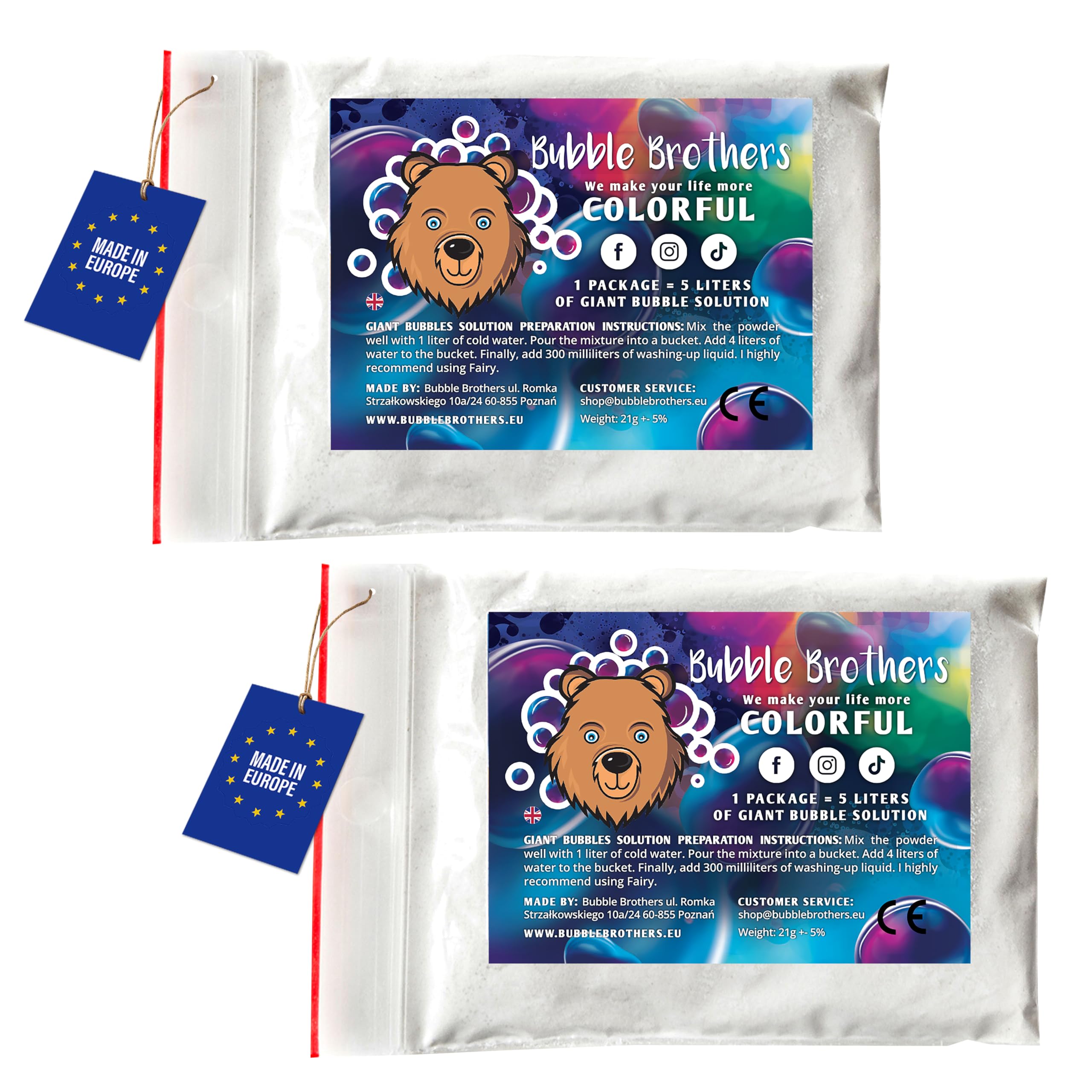 Bubble Brothers Bubble Liquid for Giant Soap Bubbles 2 x 5 Litre Soap Bubbles Refill Bottle Large and Stable Soap Bubbles Powder Soap Water Bubble Solution Giant Bubbles (2 x 5 L)