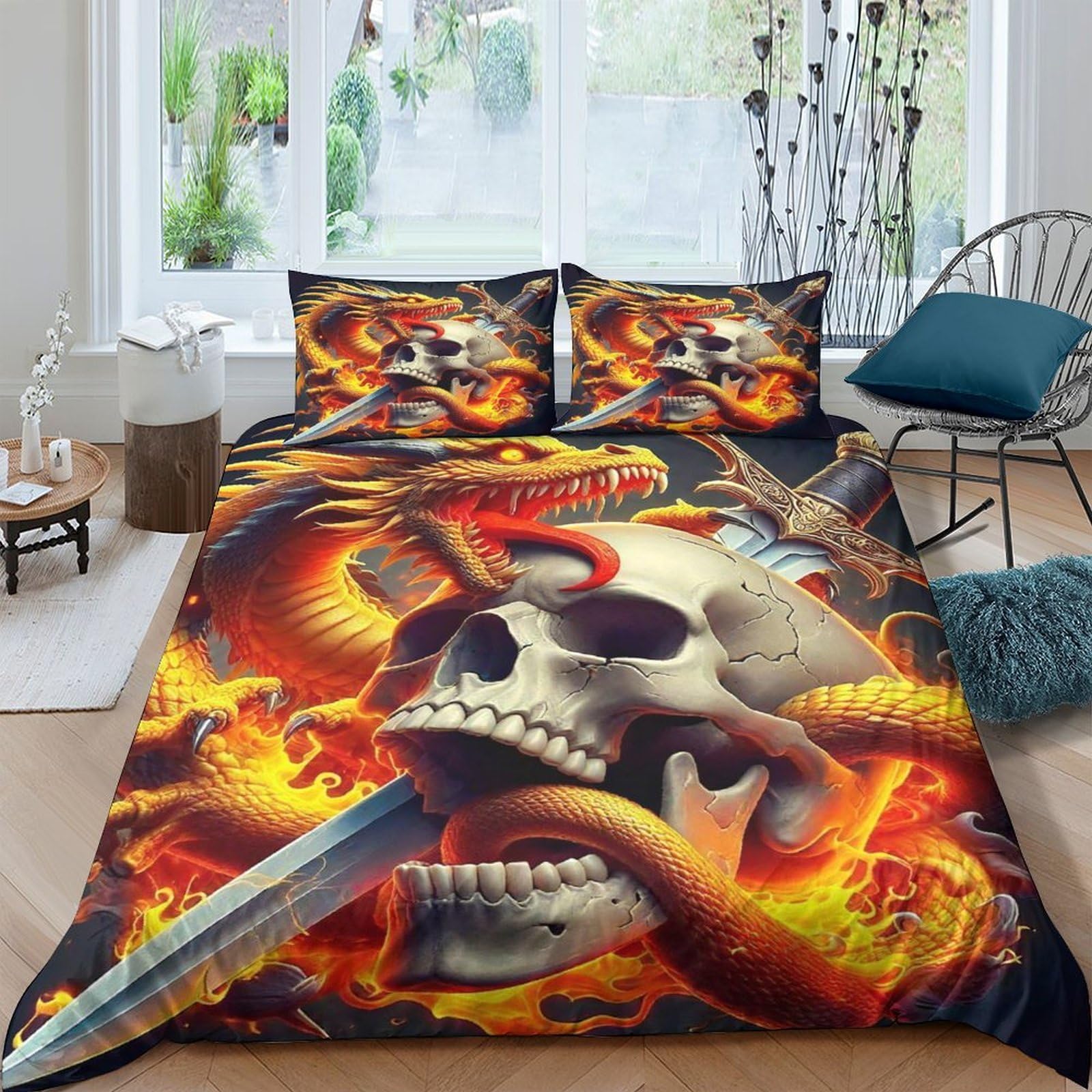 Housse de couette dragon 3D pour relooker une chambre d'ado avec une parure de lit mystique