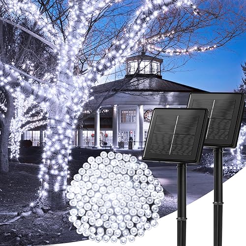Miniatura 31 de Minetom Luces de Cadena Solares para Exteriores, 40 pies 100 Luces LED de Cadena Alimentadas por Energía Solar con 8 Modos de Iluminación, Luces Rojo