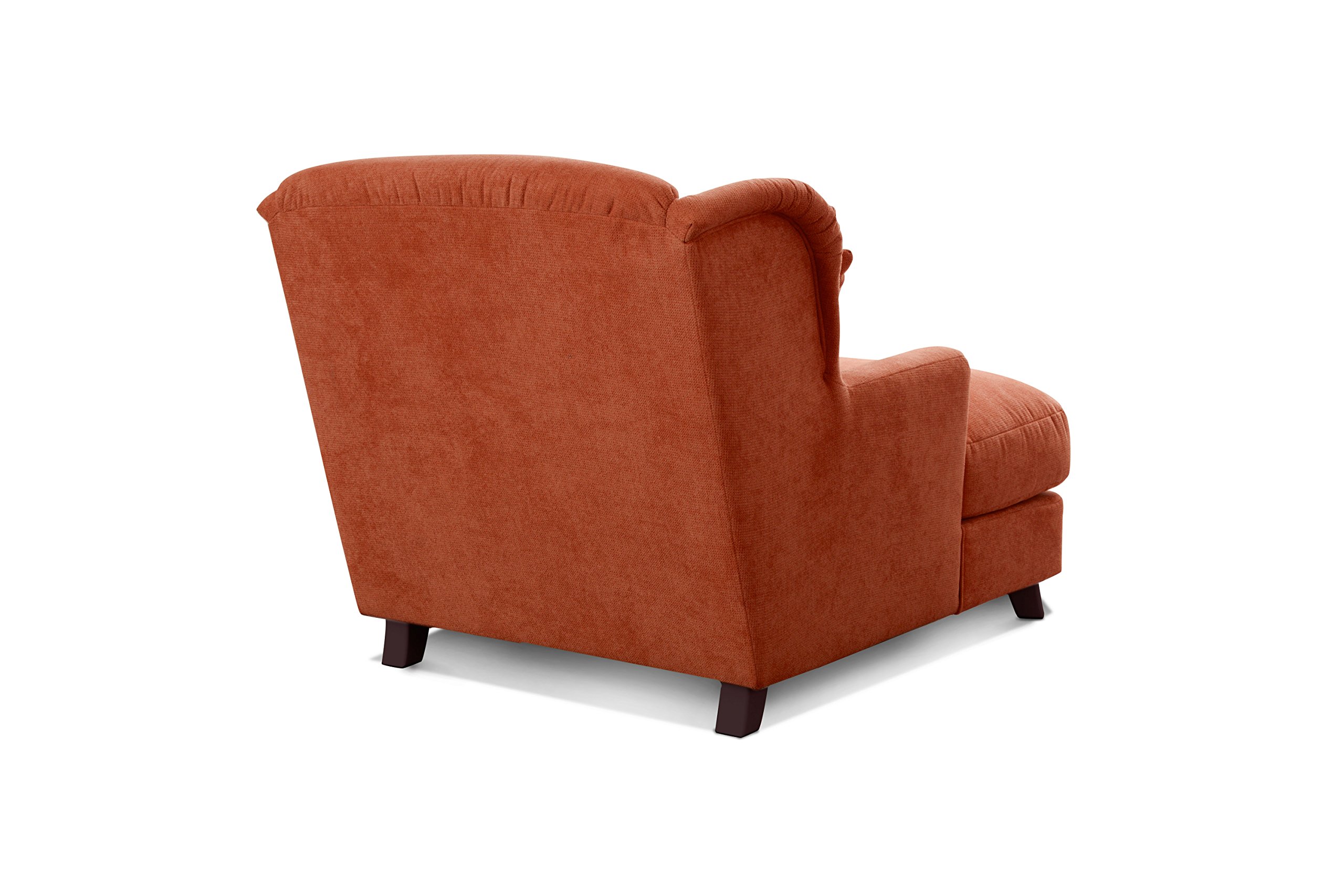 CAVADORE Sillón XXL Assado - Sillón Grande tapizado con Patas de Madera y Asiento Ancho, Incluye 2 Cojines Decorativos, 109 x 104 x 145, Tejido Naranja (Tierra)