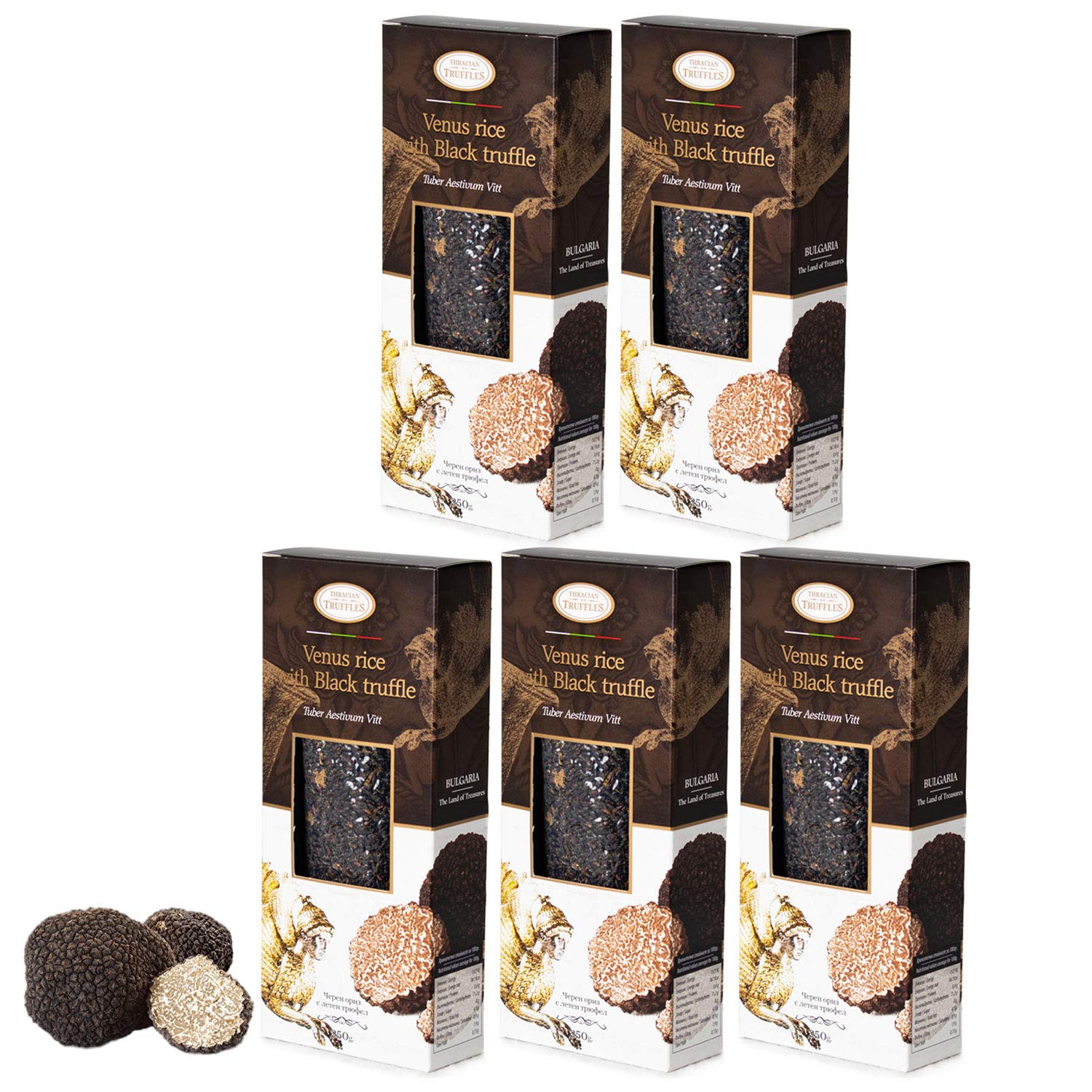 Arroz Venere Arroz Negro Venus Arroz con Negro Verano Trufa Tuber Aestivum Vitt, Rico en Antioxidantes, Fibras, Vitamina E, Peso Saludable Control Corporal (5 x 250gr)