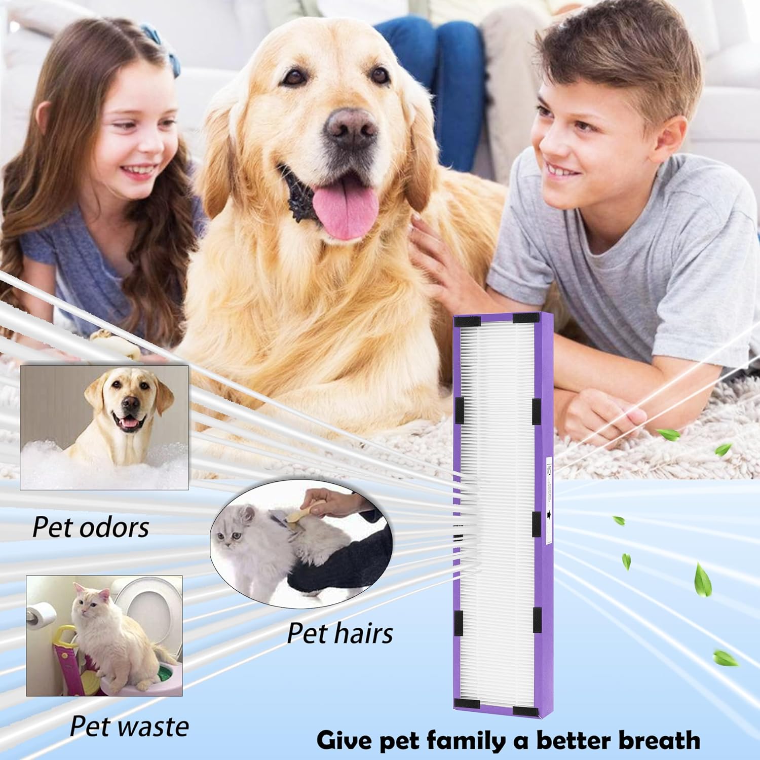 FLT5250PT True HEPA Replacement Filter C Pet Compatible with GermGuardian Air Purifier AC5250PT, AC5000E, AC5300B,AC5350W,AC5350B,CDAP5500BCA,CDAP5500WSP,BXAP250,IAP-GG-125,2 HEPA+ 6 Pre-Filter - Image 3