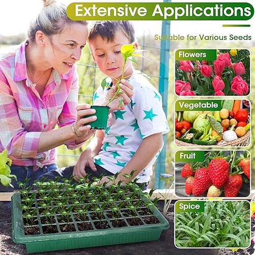 Miniatura 6 de MQUPIN Bandeja de inicio de semillas de 80 células con luz de cultivo, paquete de 2 kit de inicio de plántulas, juego de iniciación de plantas de