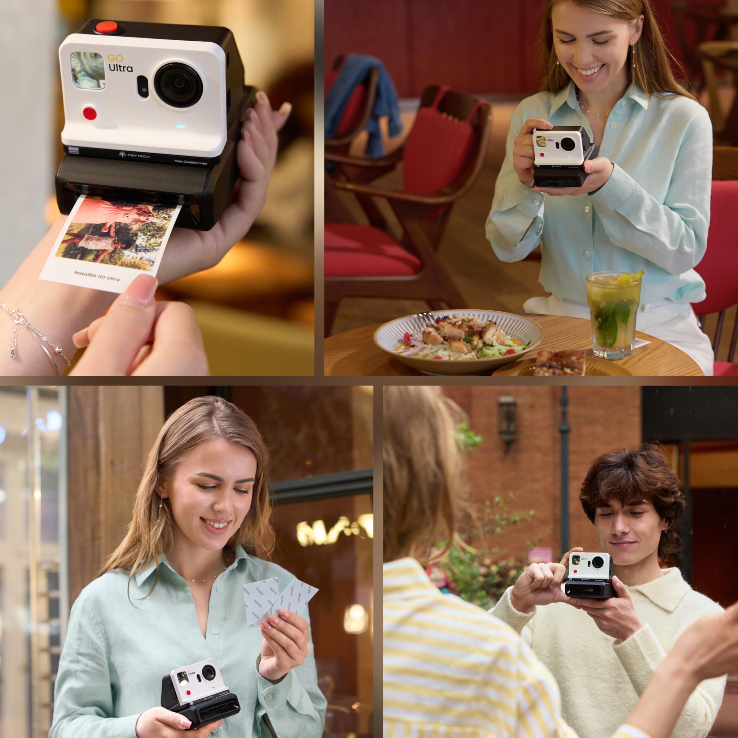 PGYTECH FunCam Kit Imprimante Photo pour Insta360 GO Ultra, Pack Impression Créative avec Coque Magnétique, Imprimante de Poche HD 300dpi et 10 Papiers Photo