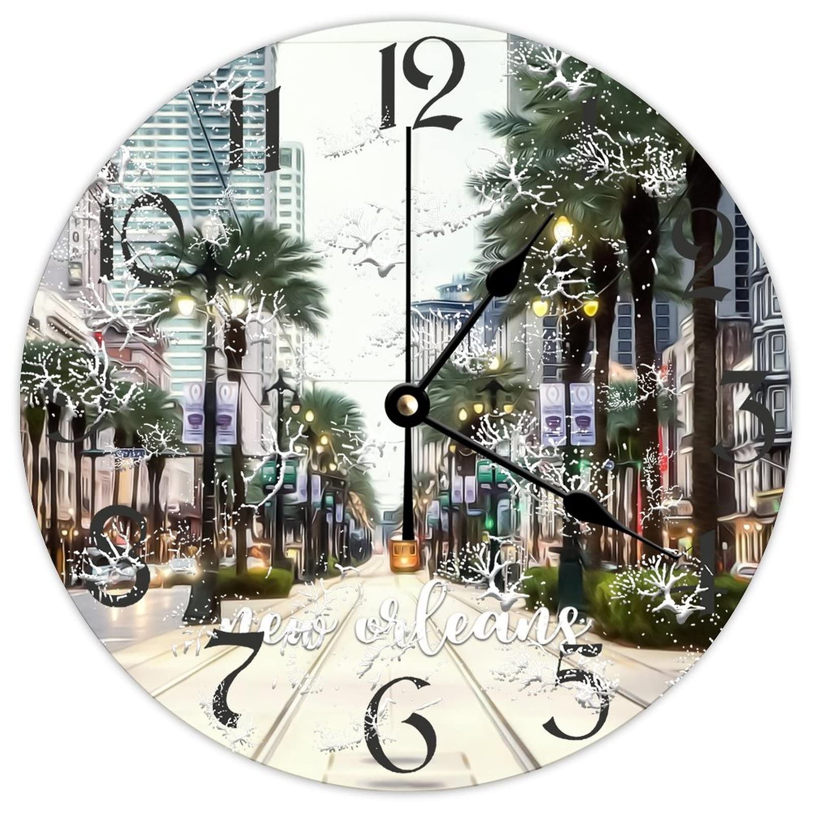 Horloge murale vintage en bois pour cuisine et chambre style Nouvelle-Orléans