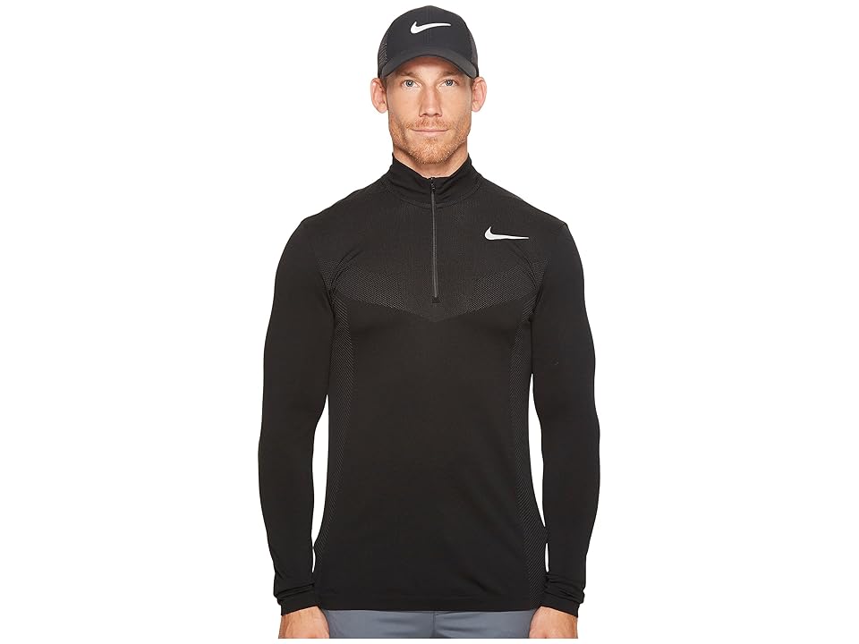 

Nike Golf Dri-FIT Knit 1/2 Zip (Black/Dark Grey/Flat Silver) Men's Long Sleeve Pullover