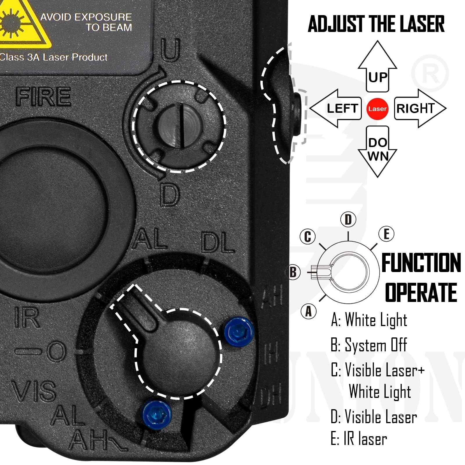 Airsoft PEQ-15 IR Laser + Visible Red Laser + White LED Flashlight (Black)