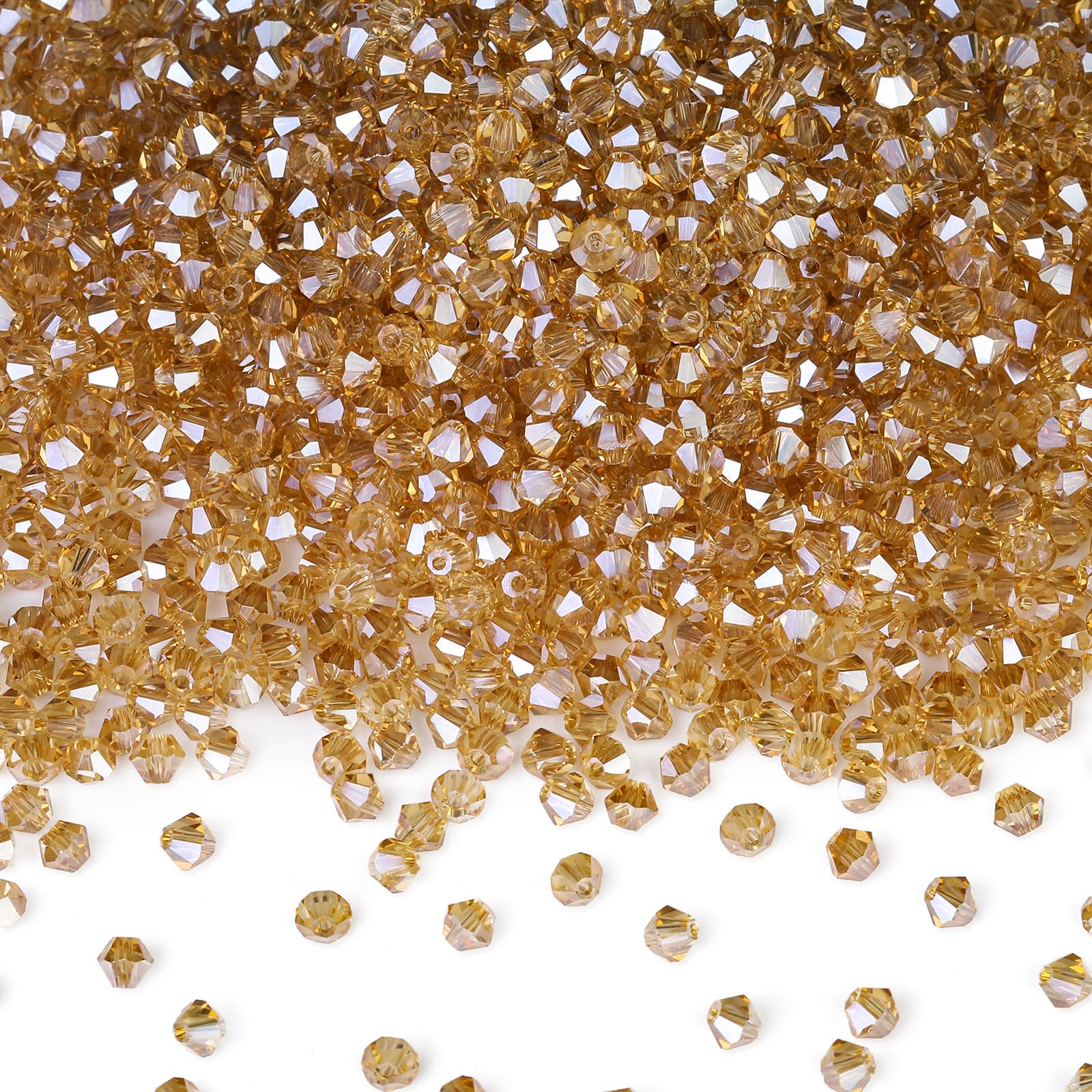 DoDoBeads 720 Pcs 4mm Bicone Crystal Beads, Light Amber Topaz for Bracelet and Jewellery Making, Glass Friendship Beads โ image 1