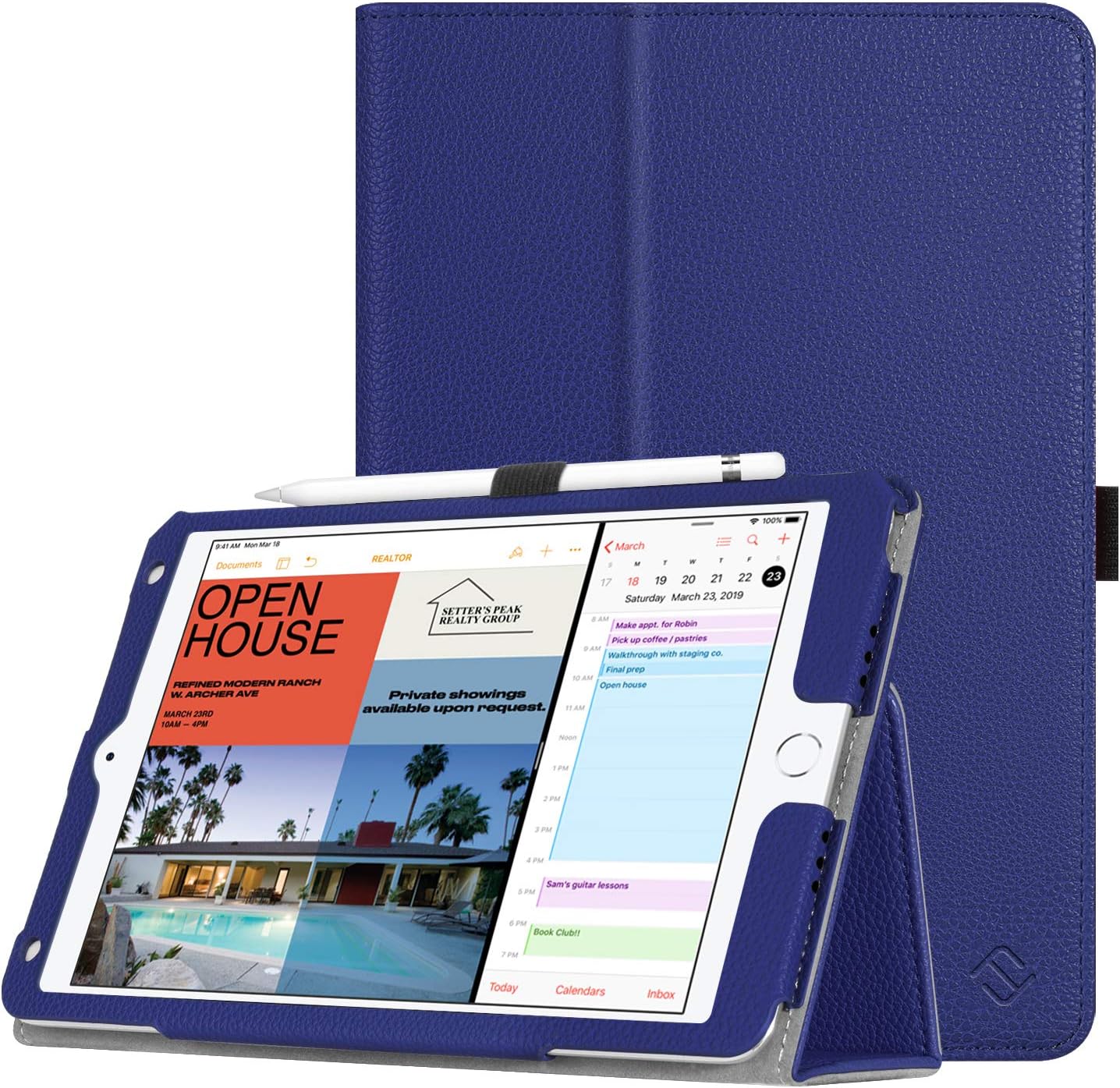 Fintie Case for iPad Mini 5 (2019) / iPad Mini 4 - [Corner Protection] PU Leather Folio Stand Cover with Pencil Holder, Auto Sleep/Wake for iPad Mini 5th Generation/iPad Mini 4, Navy