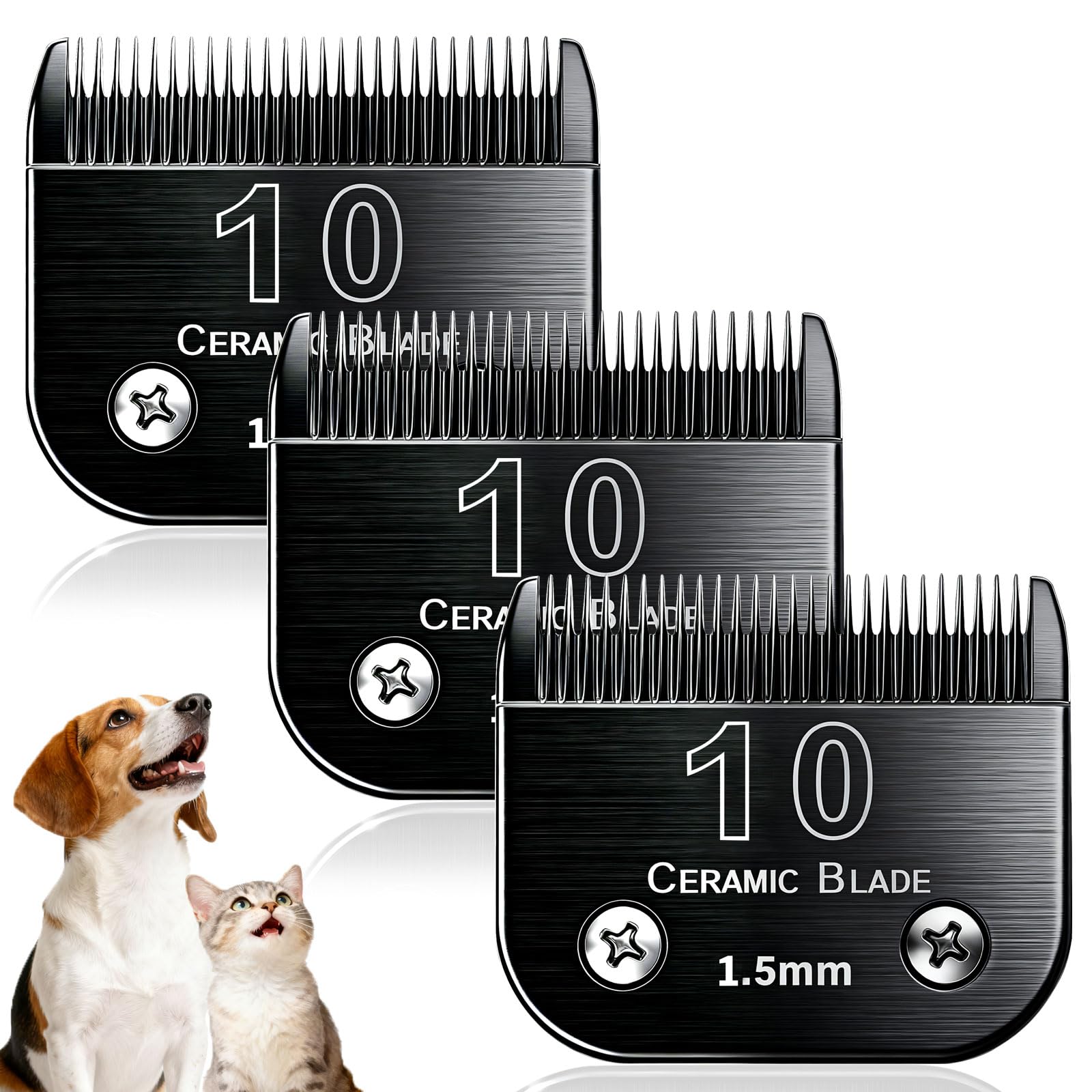 Dog Grooming Replacement Blades Compatible with Andis Clipper,Dog Clipper Blade for Wahl km10 Serise,Oster A5 Clippers,Black (10-3Pack)