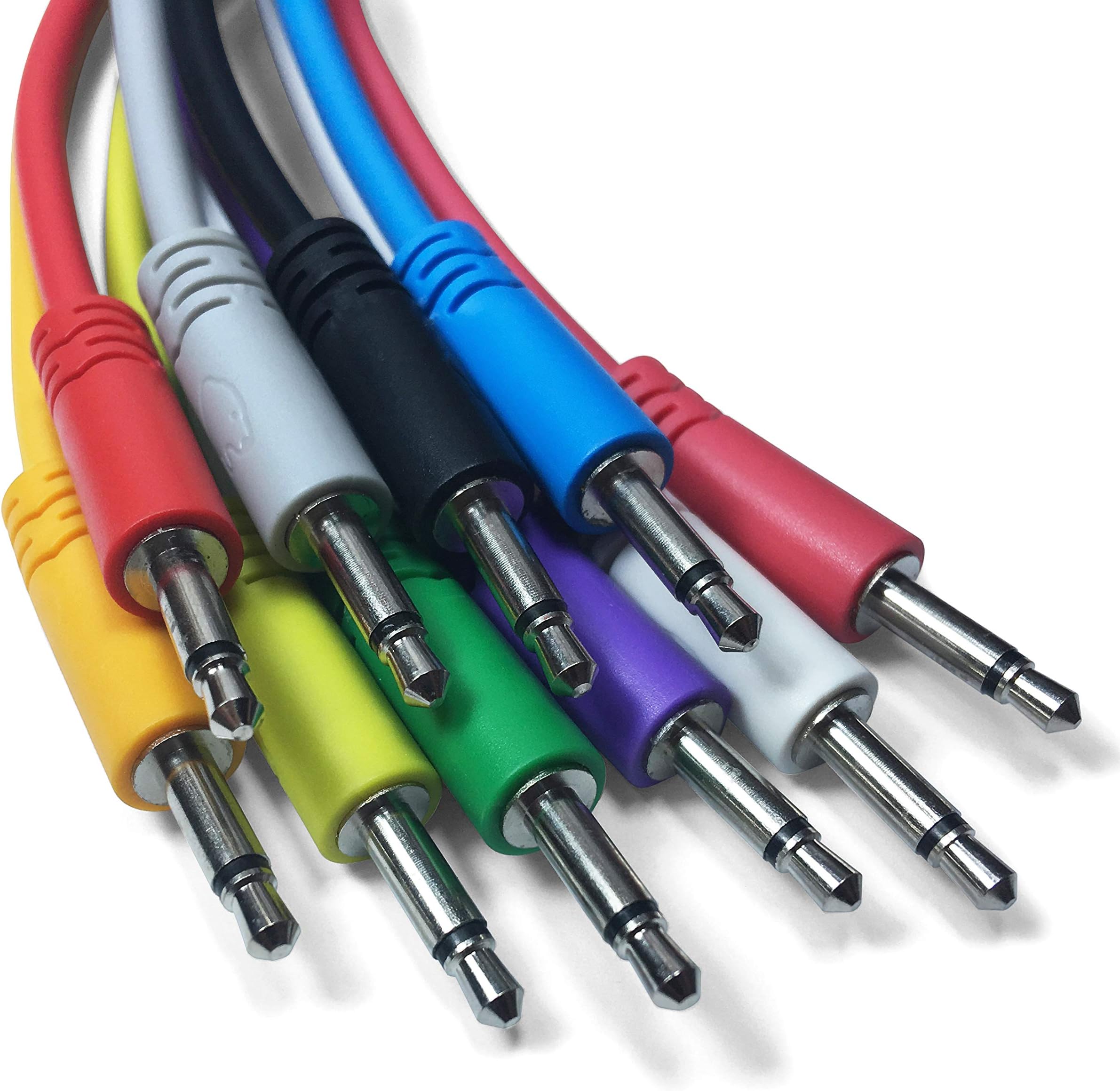 PolarNoise Eurorack Patch Cables - 5 PVC 0.14 Inch Plug Mono Cables for Modular Synths - 36 Inch