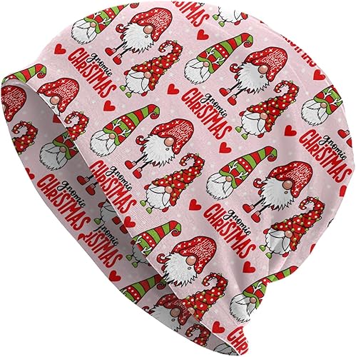 Oupoiey Christmas Pattern Beanie Hat Warm Skull Cap Adult Knitted Hat Baggy Slouchy Chemo Cap for Women Men