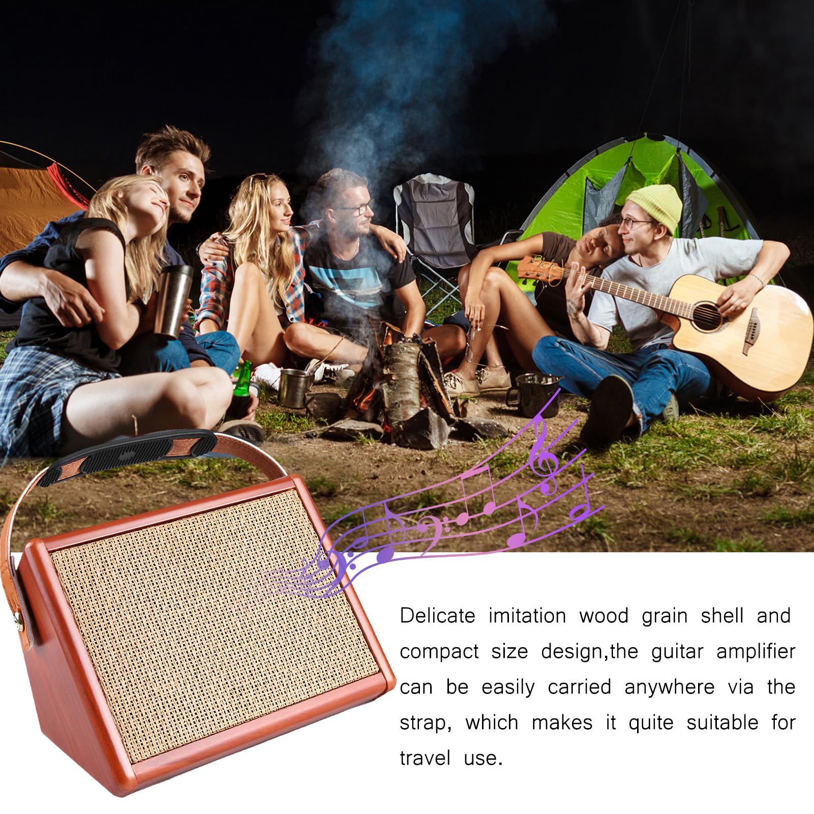 Altoparlante per Chitarra Ingresso Microfono Amplificatore per Chitarra Portatile Ricaricabile da 15 W