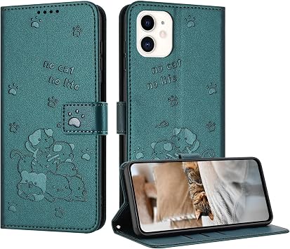 iPhone 11 Case, Notebook Type, Cute Kitty Mobile Phone Case, iPhone 11 Case, iPhone 11 Case, Card Storage, Shockproof, iPhone 11 Case, Notebook Type, Durable, Fingerprint Prevention, Stand