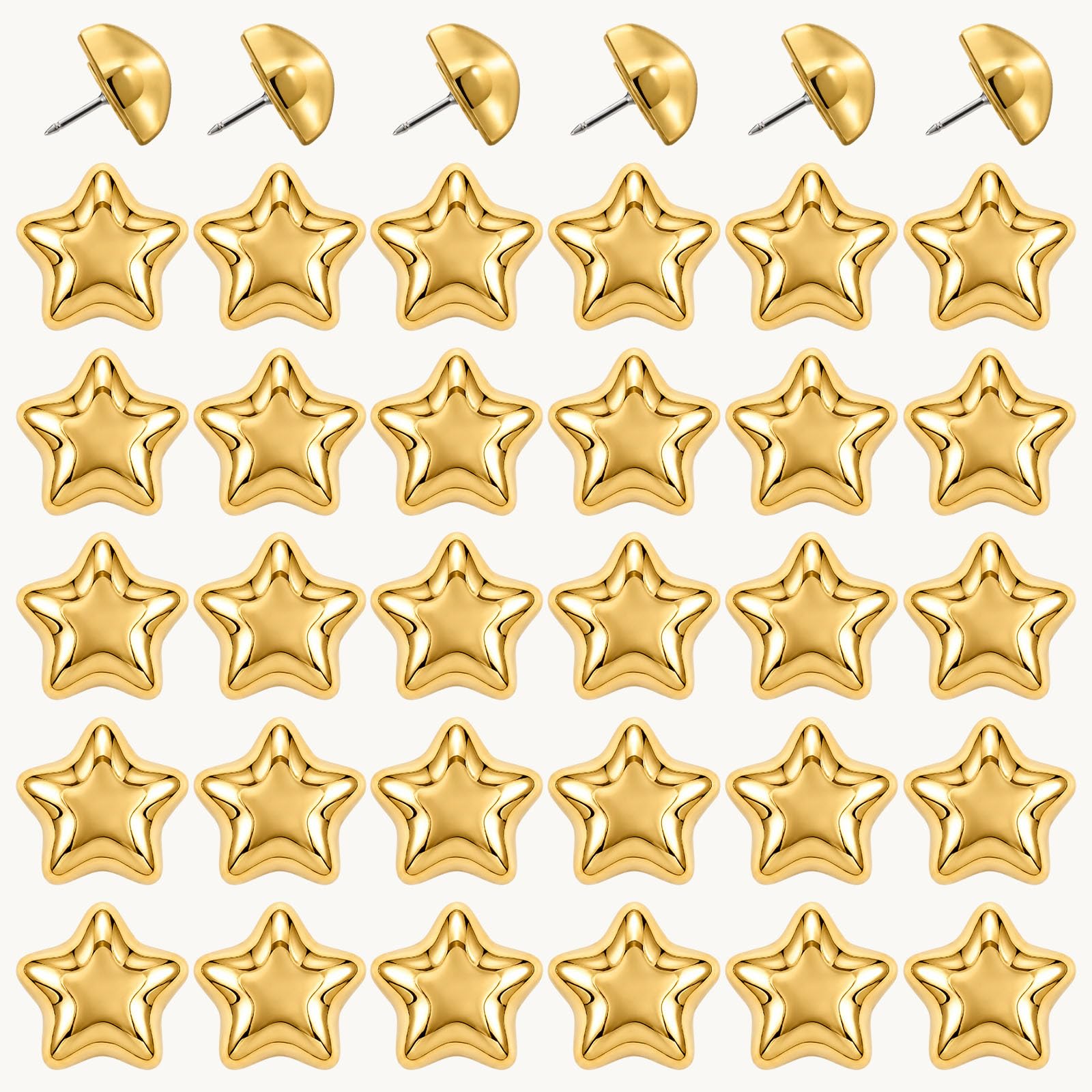 Weekgrat 100 Pcs Gold Push Pins Decorative Star Shaped Thumb Tacks for Bulletin Board, Reusable Thumbtacks for Cork Board Map Wall Photo Display Crafts, Ideal for Office Home School Decor