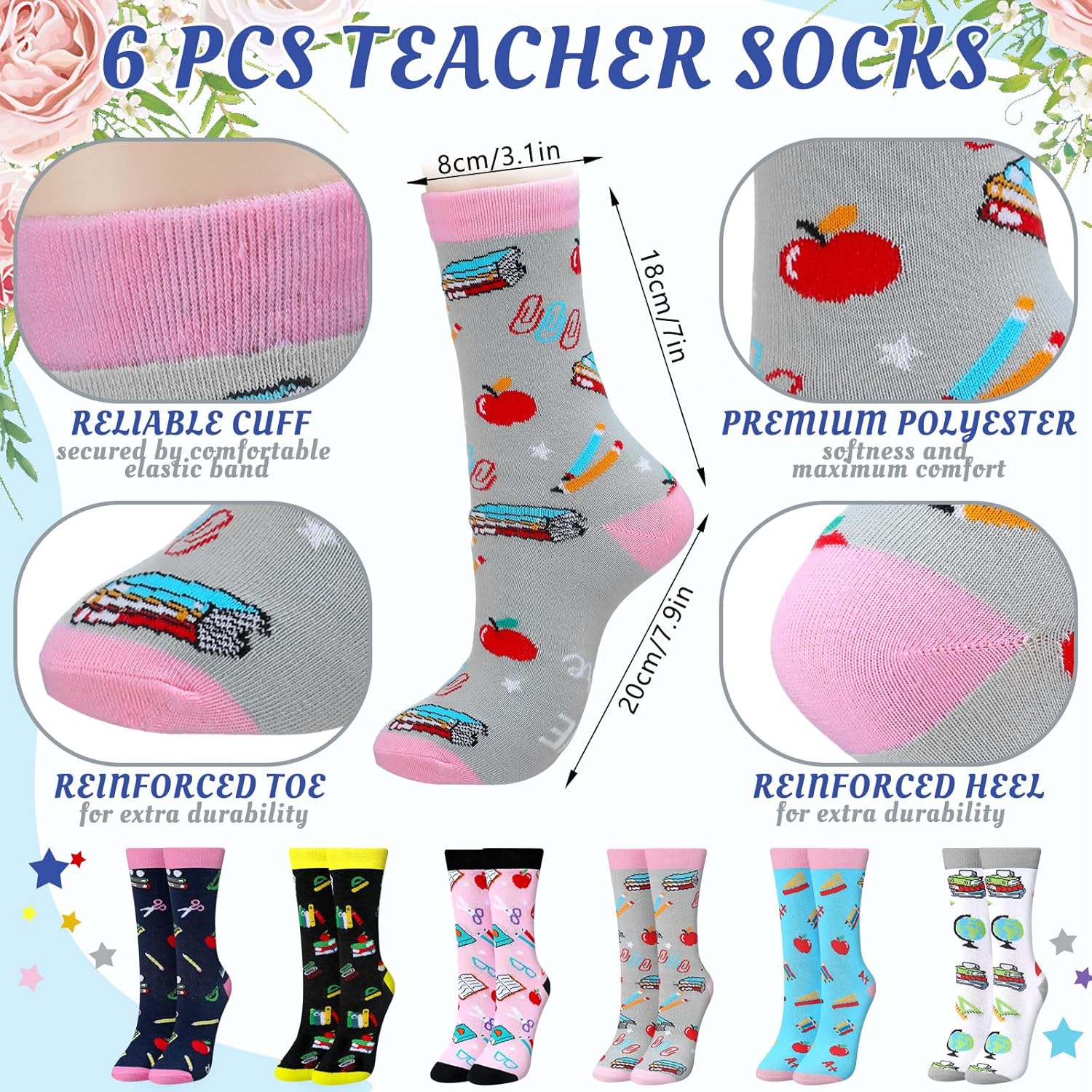 Skylety 24 Pcs Teacher Appreciation Gift Set Teacher Gifts from Student It Takes a Big Heart Plastic Cups Teach Love Inspire Socks Keychains Bracelets Graduation Gifts - Image 5