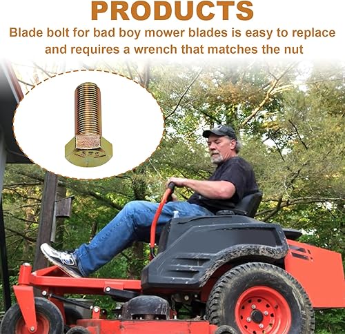 Miniatura 6 de Aillsa GR 8 Perno de hoja hexagonal 018-6020-00 para cortacéspedes Bad Boy 58"-18 x 1-12" GR 8 Tornillo hexagonal compatible con ZT, CZT, MZ,