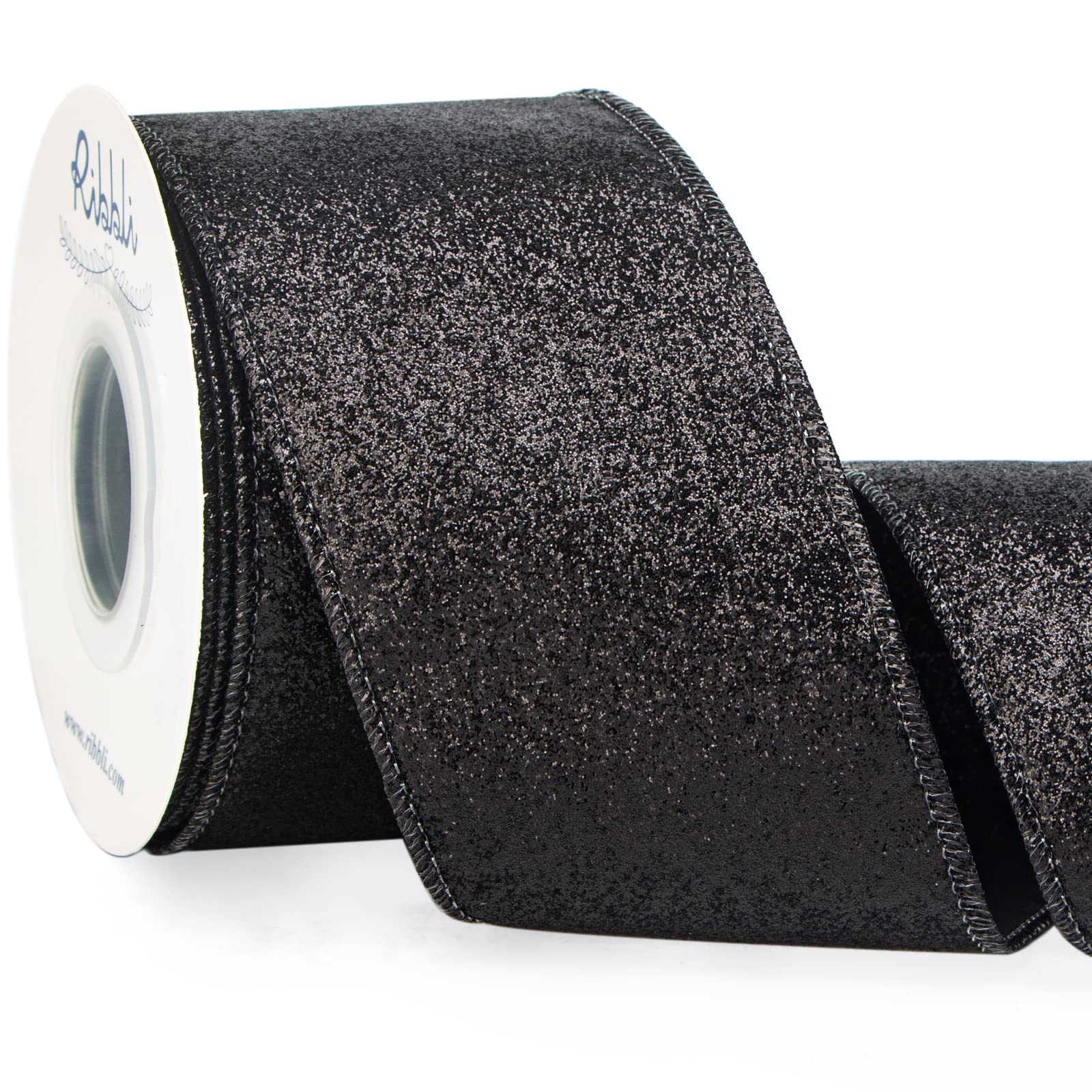 Amazon.com: Ribbli Black Glitter Wired Ribbon,Black with