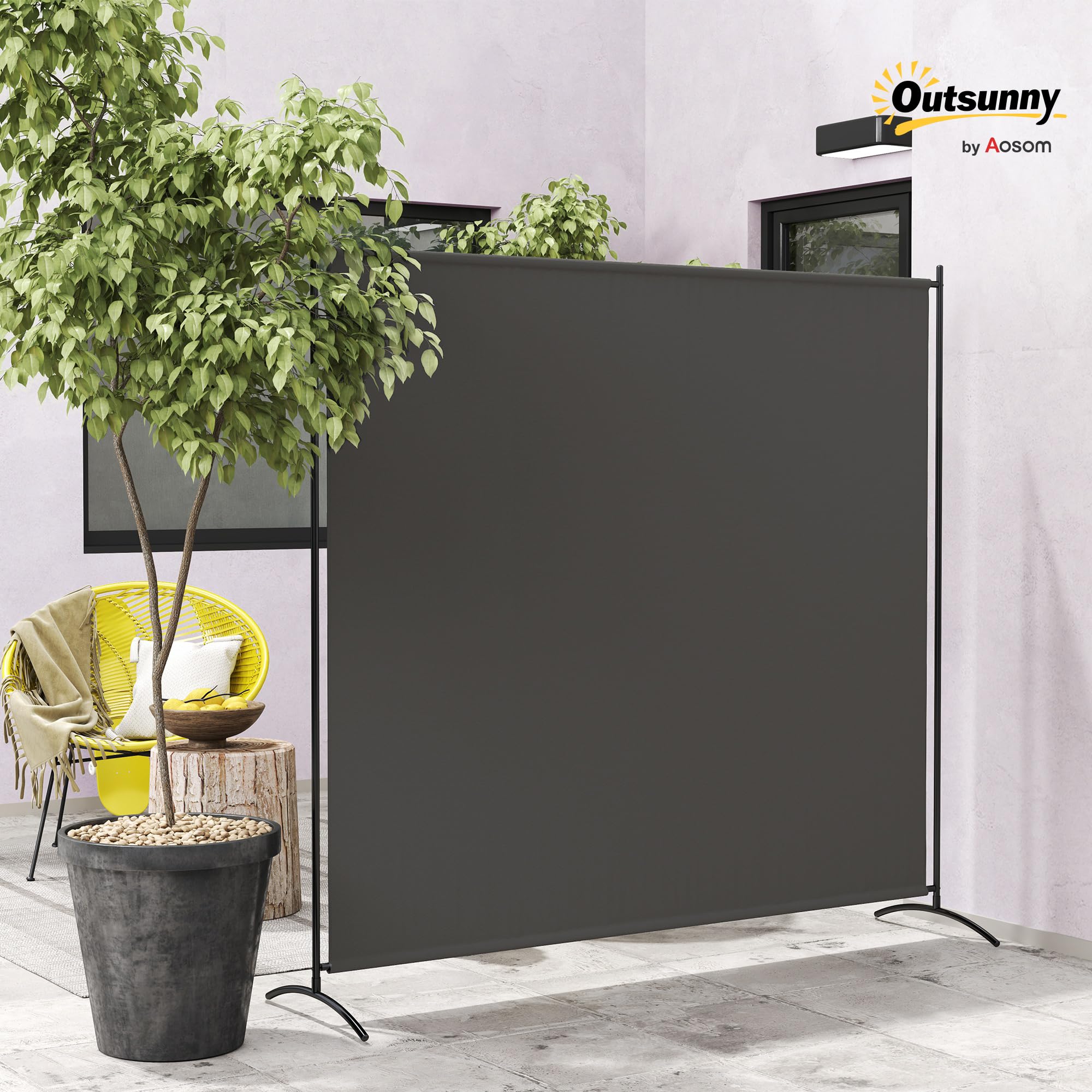Outsunny 5,9FT hohe Einzelpanel-Sichtschutz für außen, Dunkelgrau