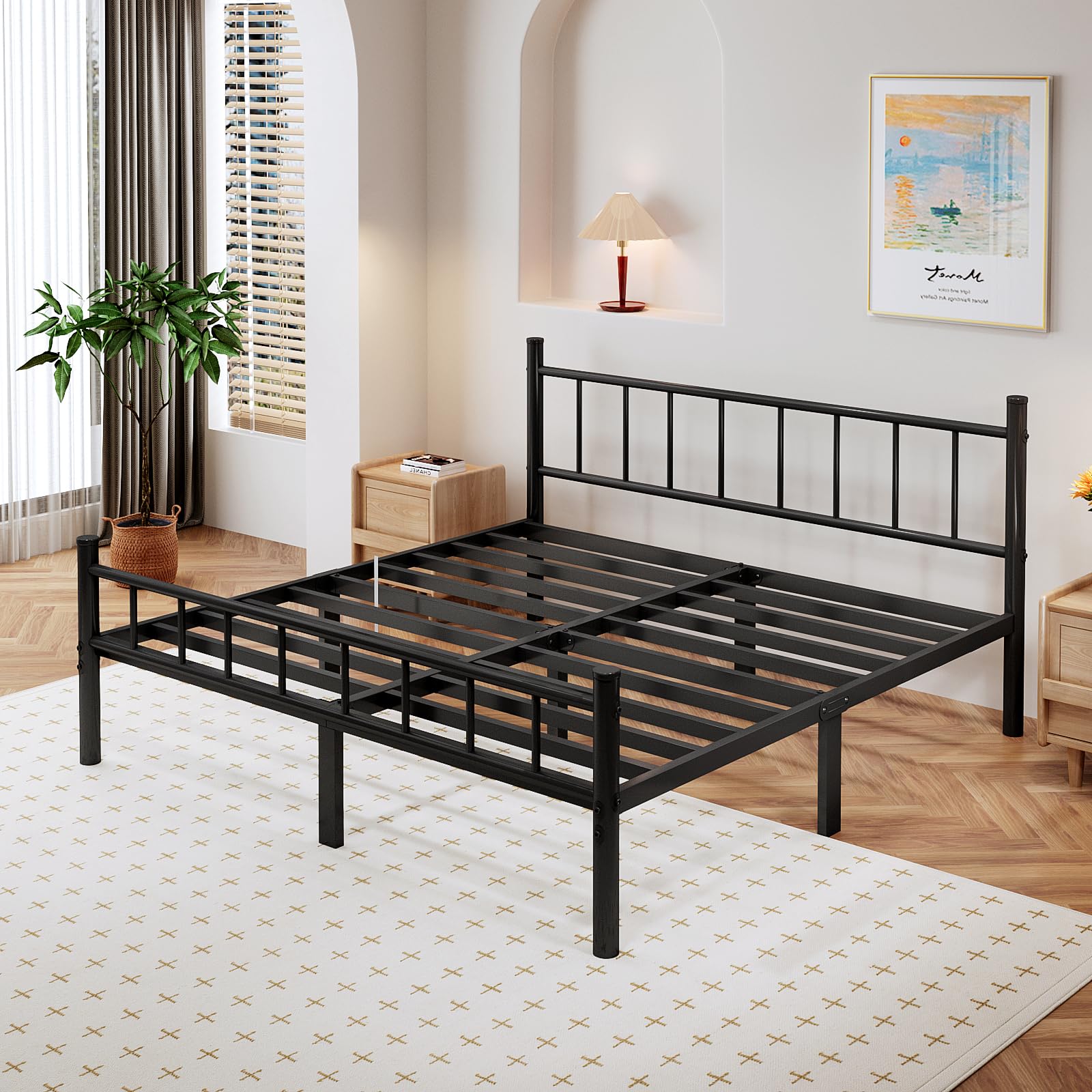Amazon.com: zizin King Size Metal Bed Frame with Headboard