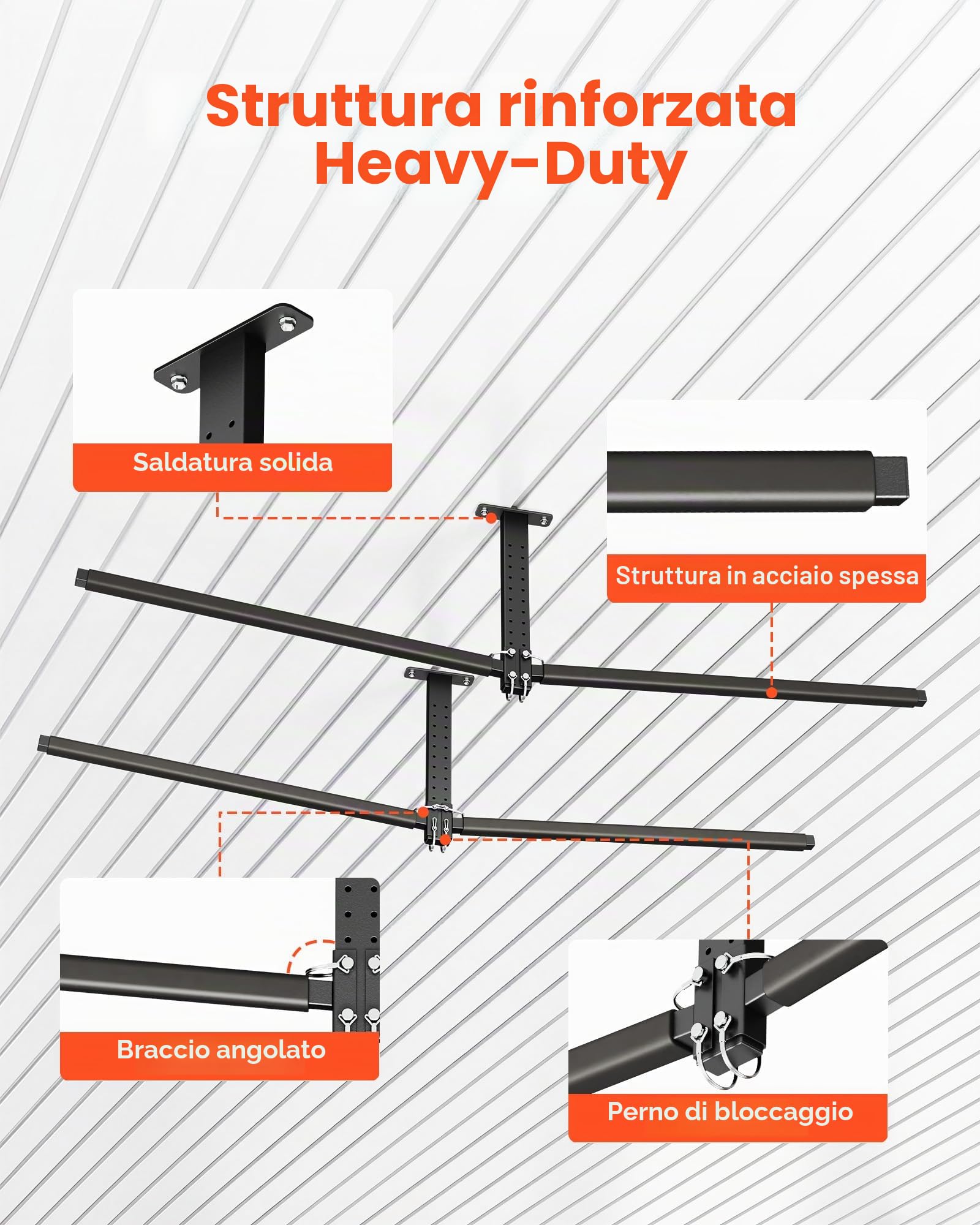 VEVOR Supporto da Soffitto per Kayak 2 pezzi, Supporto Barra Regolabile per Kayak Salvaspazio per Deposito Canoa SUP Tavola da SUP Paddleboard, Barra da Soffitto per Garage Carico max. 113,4 kg