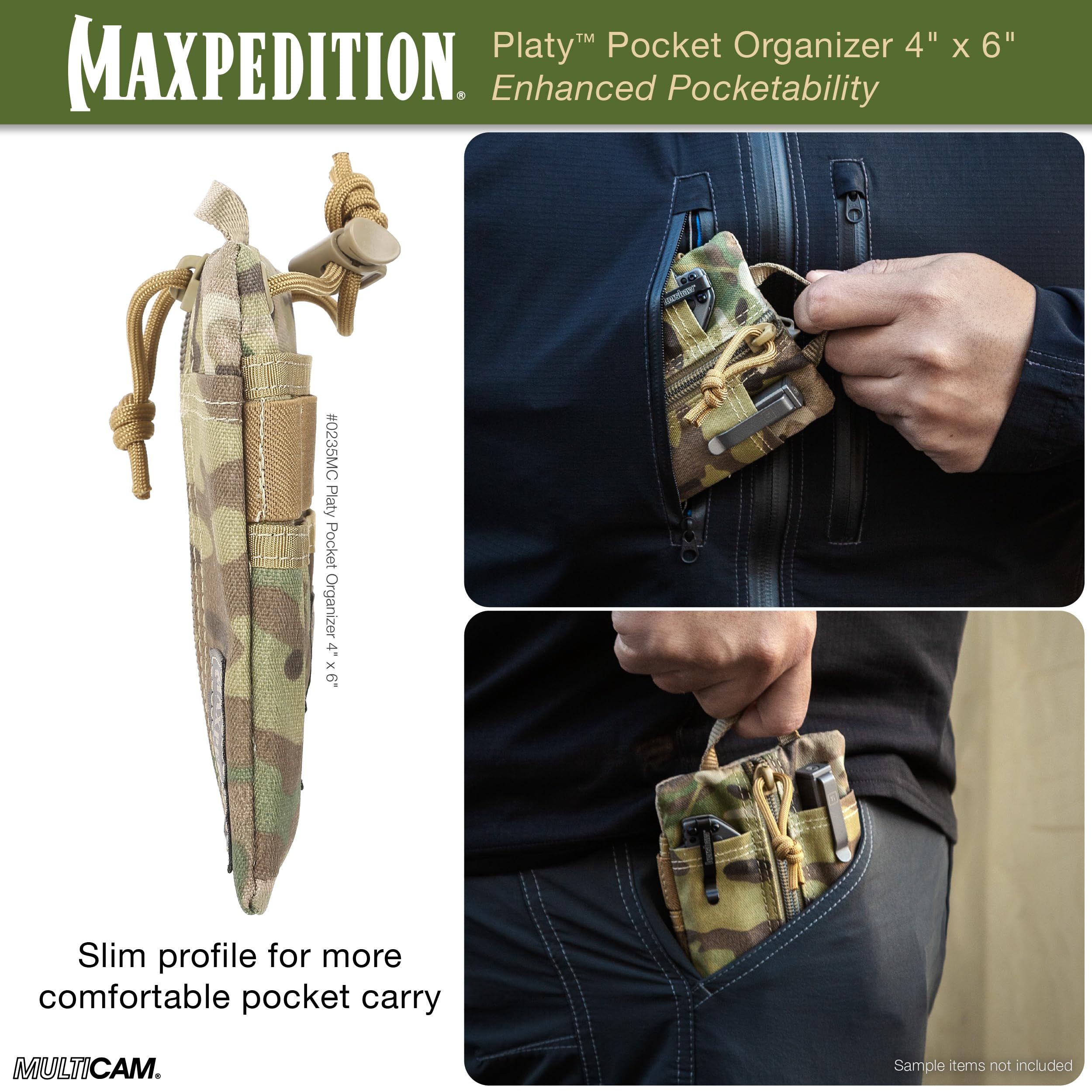 MAXPEDITION Platy - Organizer Tascabile da Uomo, Resistente, con Cordino in Paracord, può Contenere torce