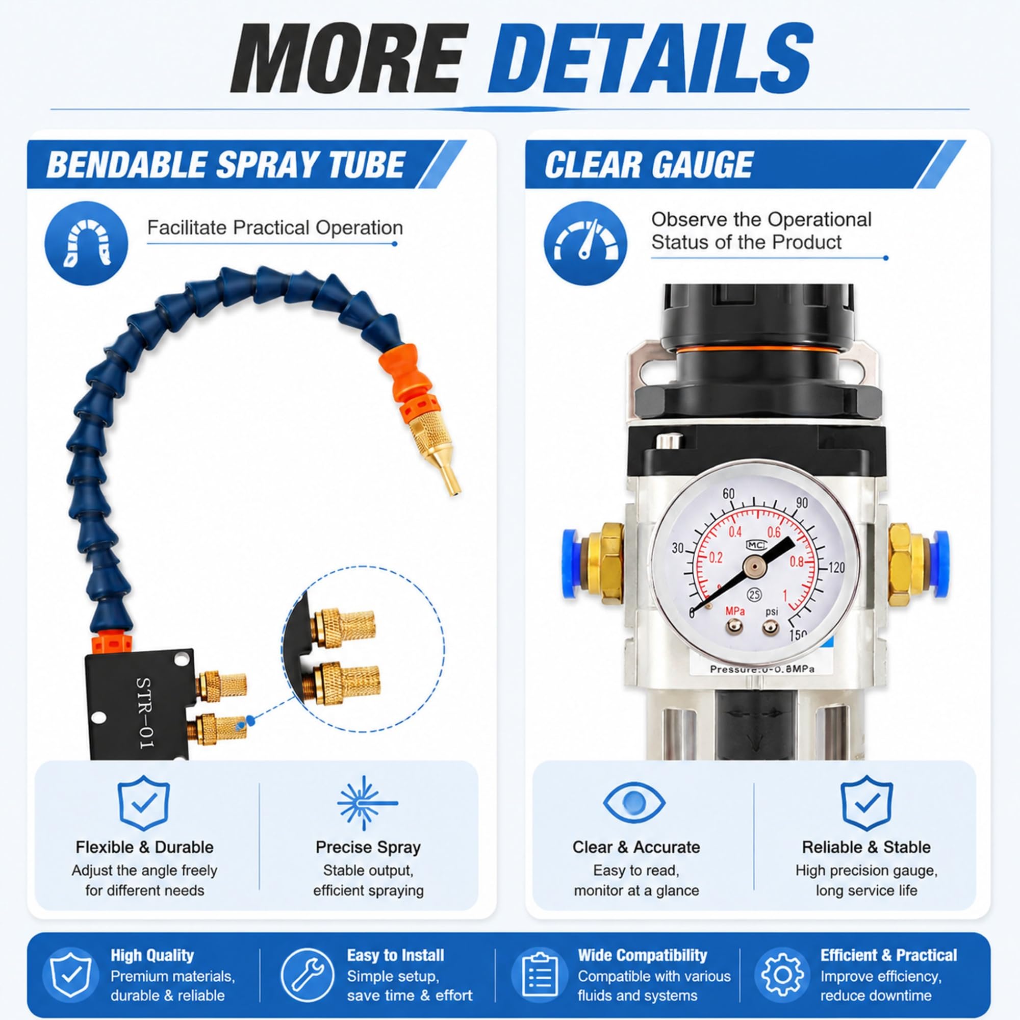 Kit de pulverización lubricante regulable 220V para herramientas | Boquilla de refrigeración por agua para metales, eliminación polvo/aceite - Grabado, taladrado, fresado, torneado CNC