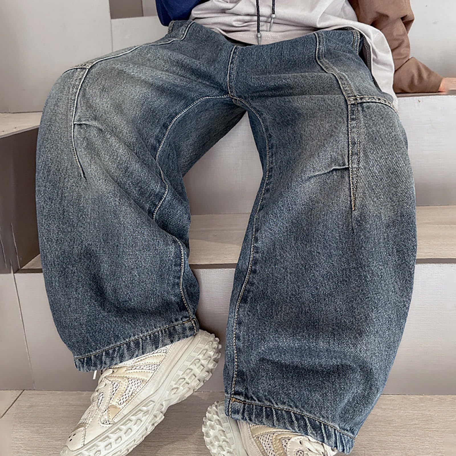 Vaqueros Deportivos Niño, Pantalones Vaqueros Cómodos Elásticos Mezclilla Informal Holgados Largos Escuela Uso Diario Exterior Otoño Invierno