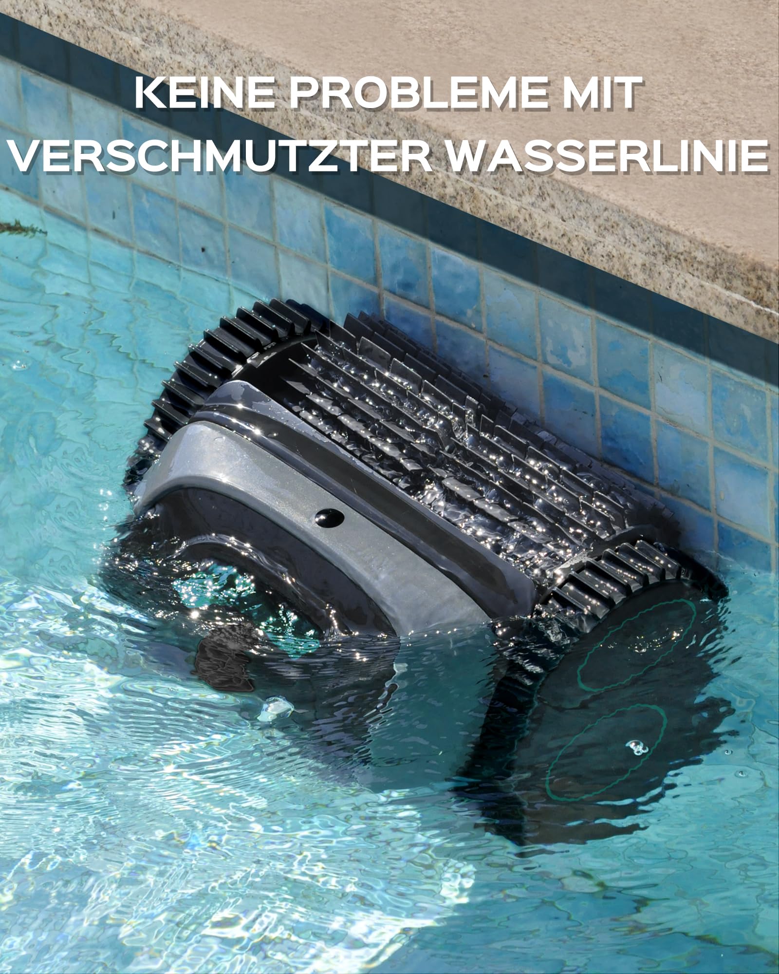 WYBOT C1-Plus Poolroboter für Einbau- & Überbaupools, Poolroboter Akku: 160 Min, Laufzeit. 4-in-1 Poolroboter Akku Wand und Boden Reinigung bis 160m², Smart Navigation & App - Graugrün