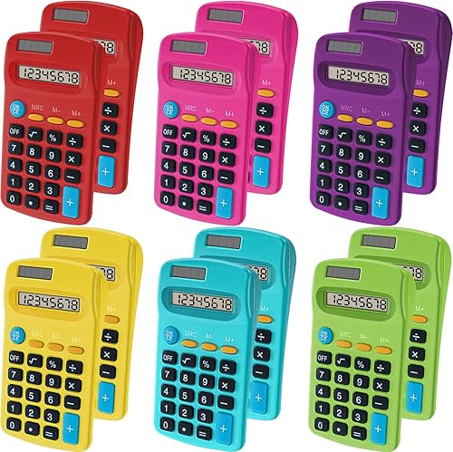 Calculadora de bolsillo de 18 piezas, mini calculadoras de tamaño de bolsillo, calculadora básica de pantalla de 8 dígitos, calculadoras de