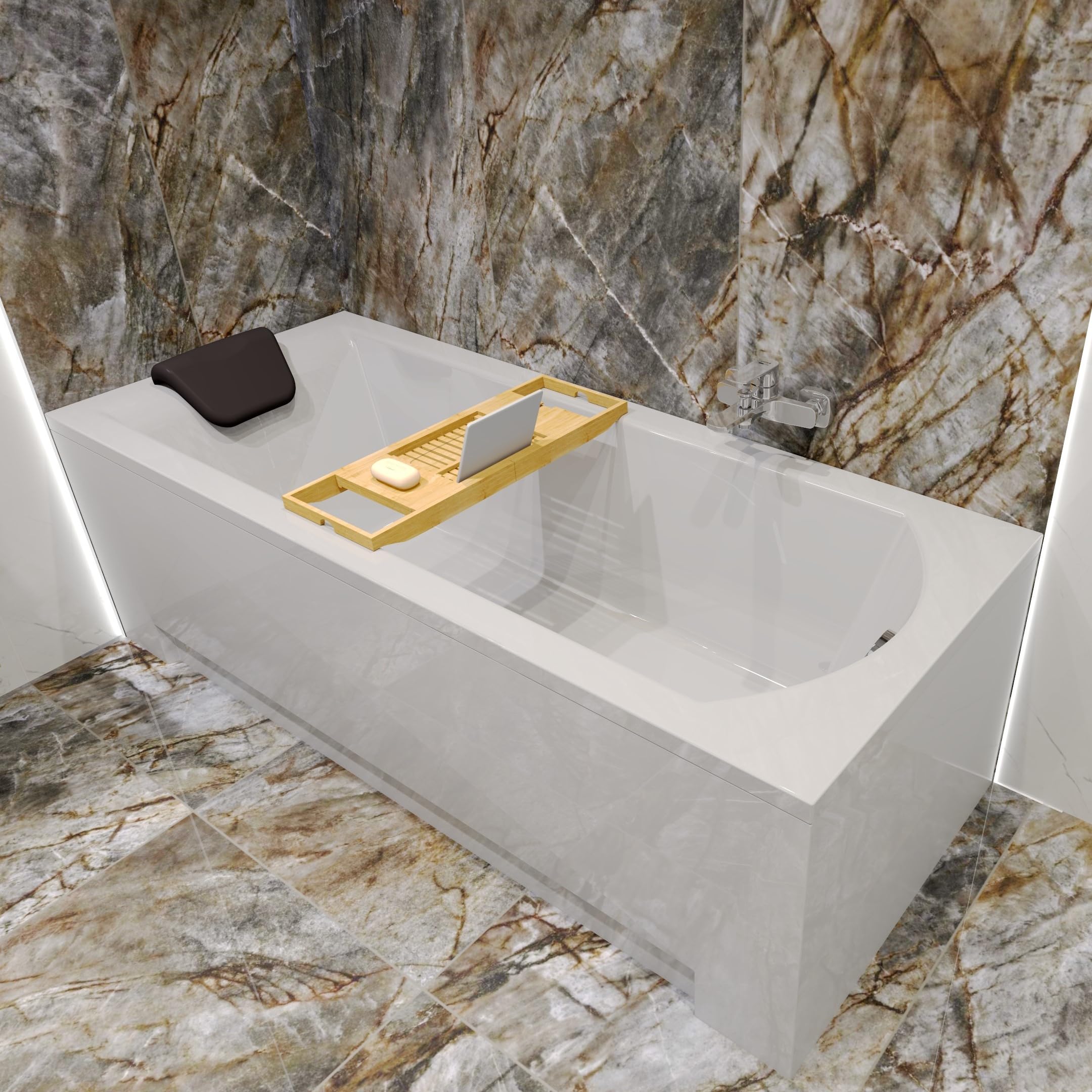 BADLAND Badewanne SHEA 140x70 Weiß - Komplettset Mit Ablaufgarnitur Made In EU