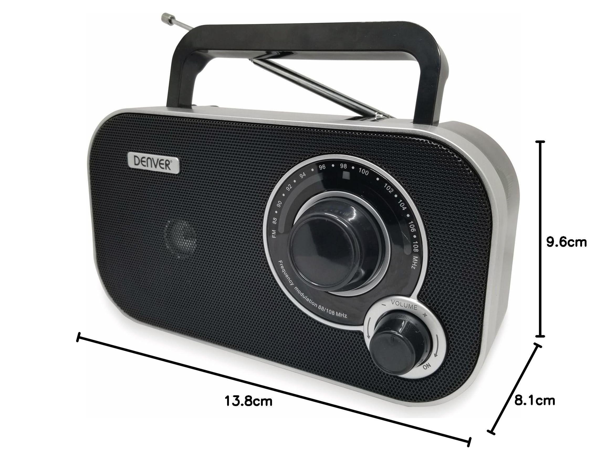 Denver TR-51W FM Koffer Radio – Tragbares Retro Mini Radio mit analoger Sendersuche – Netz- und Batteriebetrieb – Kompakte Bauweise und klarer Klang