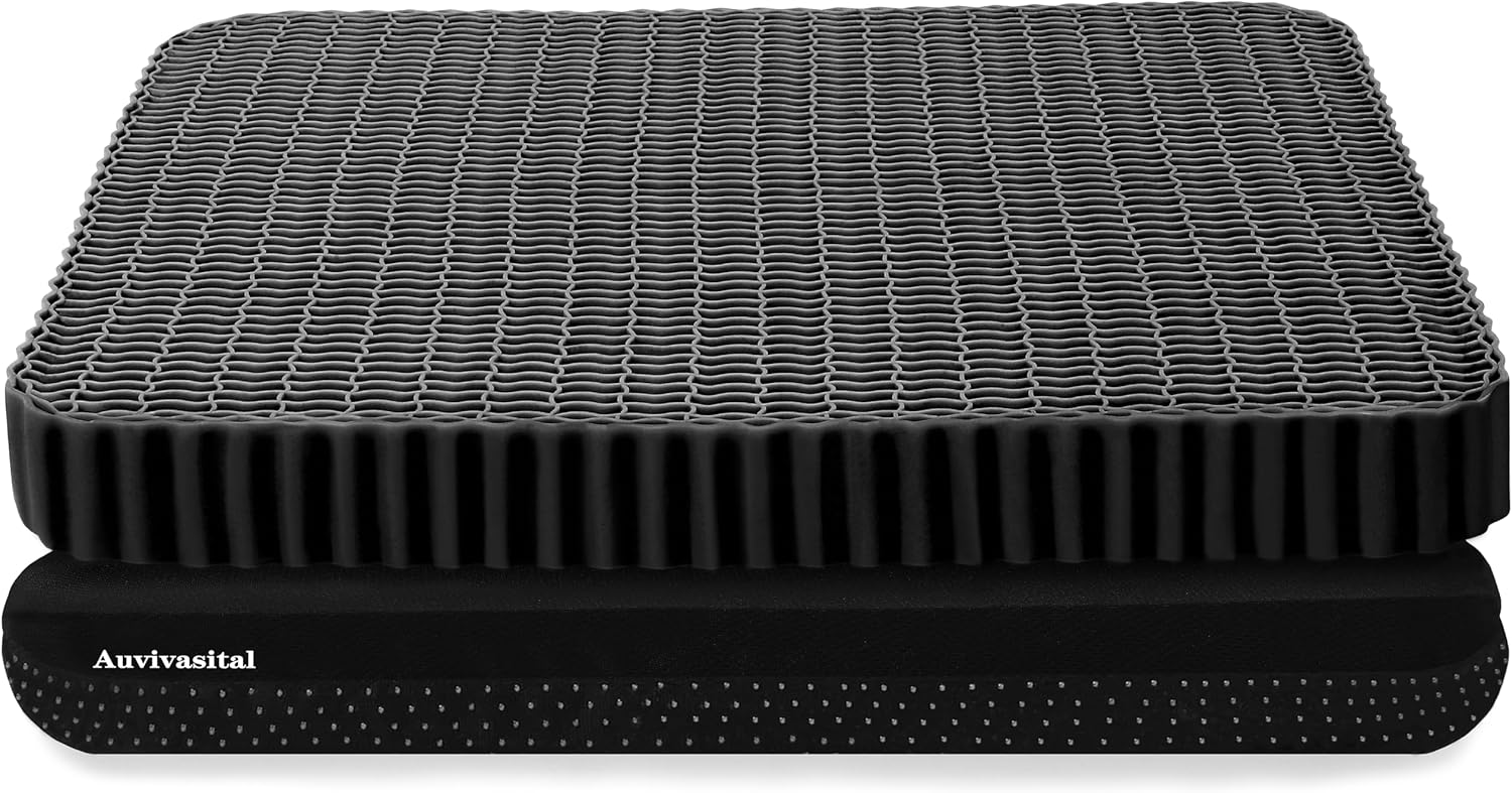 Innovative Gel Seat Cushion, Large and Thick, Seat Cushion for Back, Sciatica, Hip, Tailbone Pain Relief, Used for The Office, Wheelchair, Recliner, Car, Truck, Stadium. (Black)