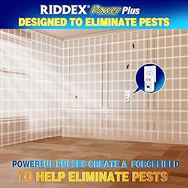 RIDDEX Power Plus Insect Repellent | Plug in, Mouse Deterrent - Pest Control for Defense Against Rats, Mice, Roaches, Bugs and Insects | Control Pests with No Toxins with Side Outlet