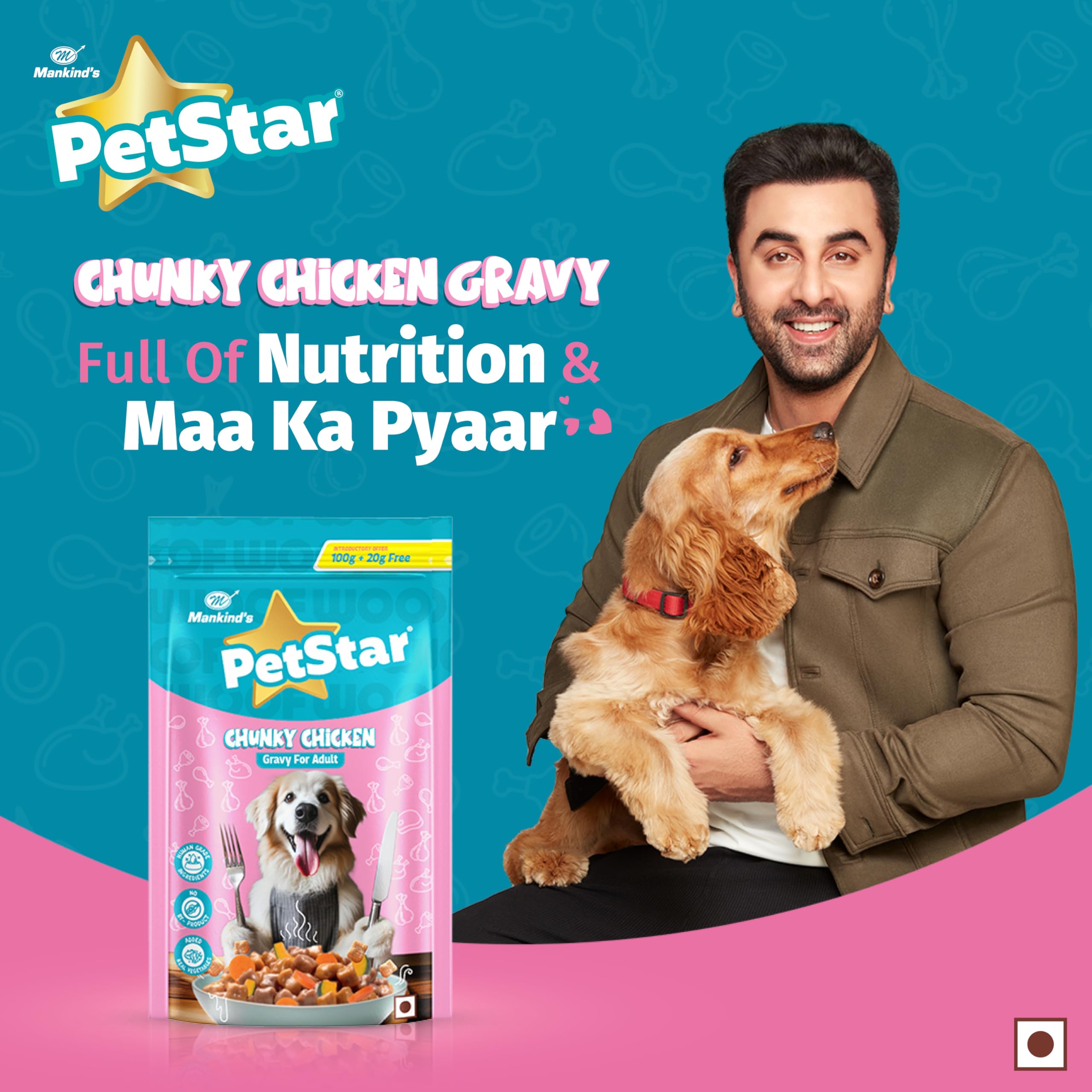Mankind Petstar Adult Wet Dog Food (High Protein) Chunky Chicken Gravy, 120g (Pack of 5) | Made with Real Chicken & Veggies |Adult Dog Food| No Artificial Flavors 1