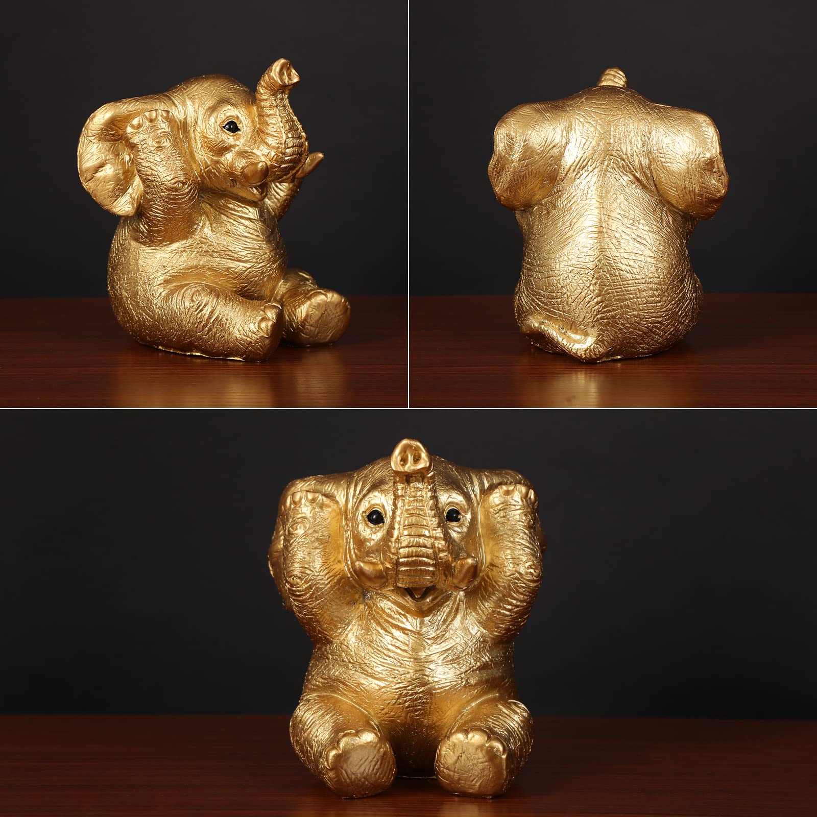 Goldene Elefanten-Statuen Aus Keramik – 2 Stück, Je 7,6 Cm, Moderne Deko Für Zuhause Oder Büro