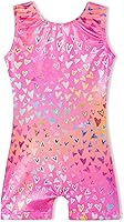 Vista 1 de Domusgo - Leotardos de gimnasia para niñas, brillantes de una sola pieza, con pantalones cortos