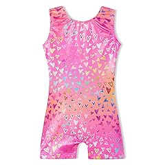 Domusgo Gymnastics Leotards for Girls Sparkly One-Piece Pro Kids Unitard Biketards with Shorts
