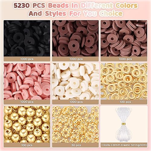 Vista 38 de Funtopia Cuentas de arcilla rosa para pulseras, 6000 cuentas Heishi de arcilla polimérica, cuentas redondas planas de 0.236 in para hacer joyas 2.