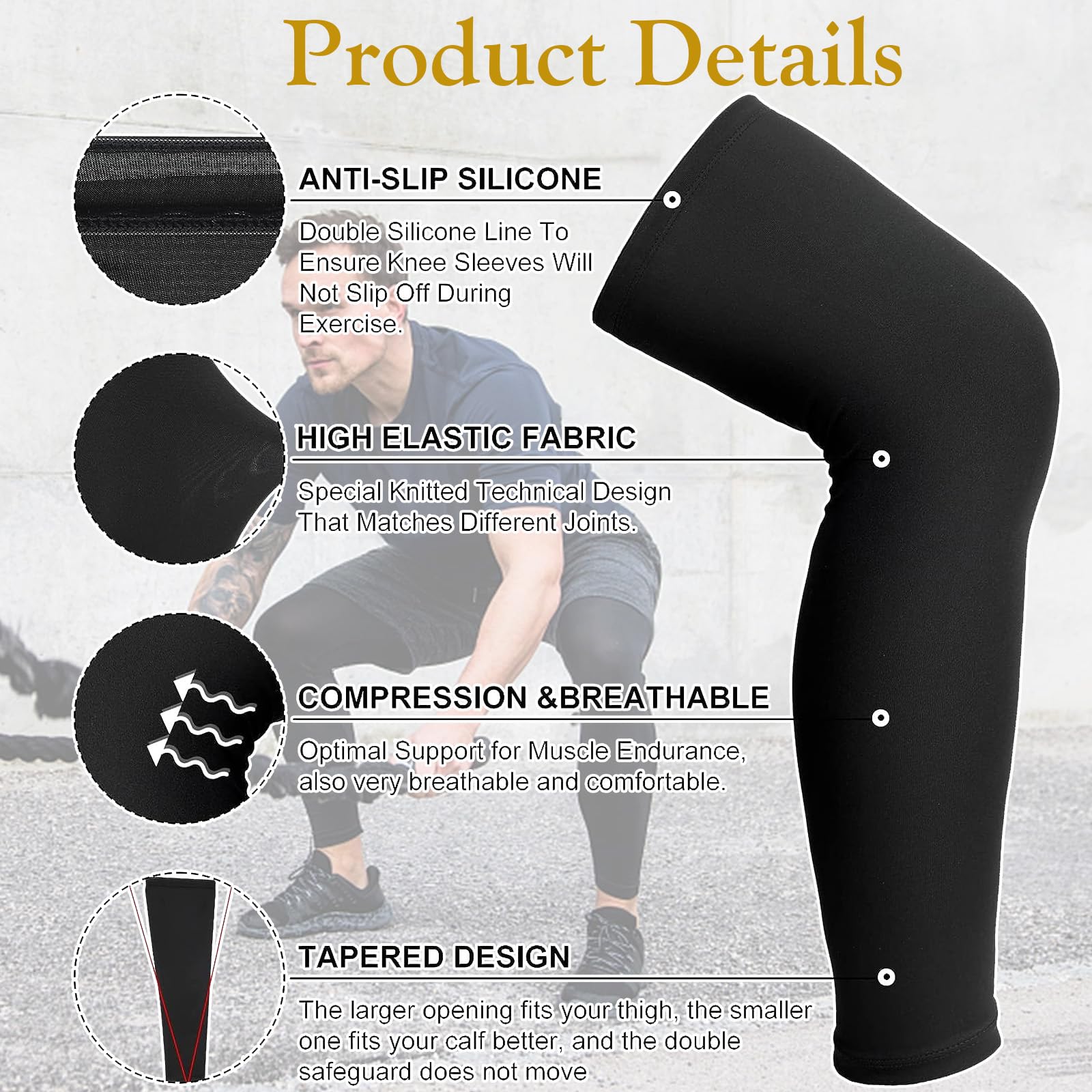 ERNZI Manchettes de Compression -2 Paires de Compagnons Idéaux pour le Sport et les Activités en Plein Air, Protègent vos Jambes lors de la Course, du Basketball