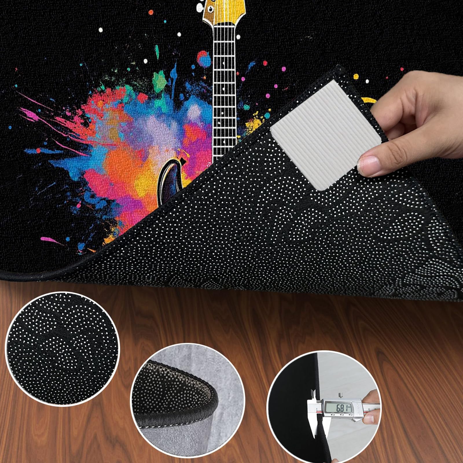 Tapis Insonorisant, Tapis Batterie Tapis de Tambour, 140 x 120 cm Tapis d'instrument de Musique, Tapis Anti Vibration pour Tapis de Batterie électronique Grosse Caisse Claire Tapis de Protection
