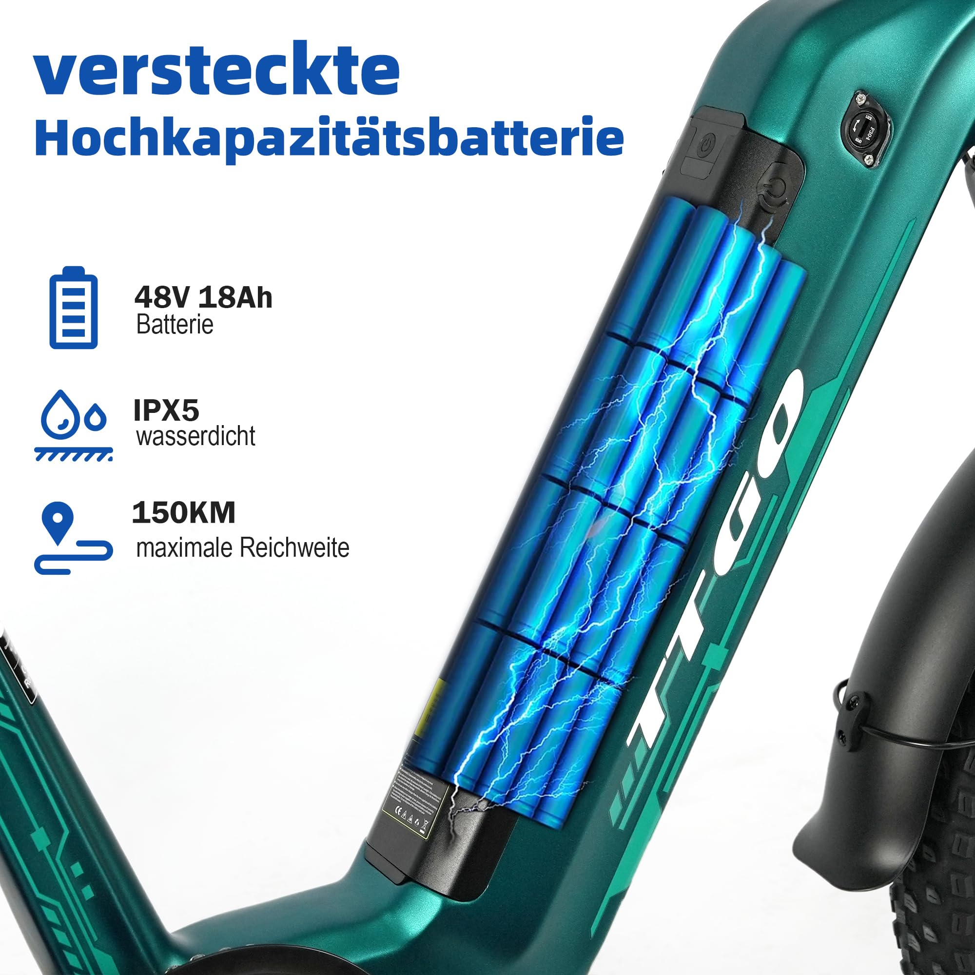 ttgo F8 E-Bike 20 Zoll Fat Tire für Damen & Herren, Pedelec mit 48V 18Ah Akku abnehmbar, bis 150 km Reichweite, 250W Heckmotor 70Nm, Shimano 7-Gang, Carbonrahmen, StVZO