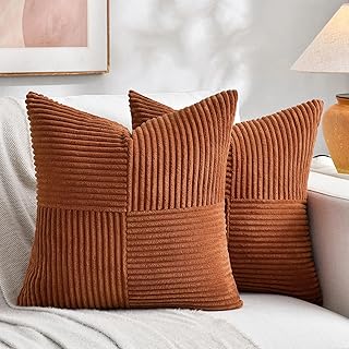 Fancy Homi 2 Packs Rust Boho Decorative Throw Pillow Covers 18x18 Inch f...