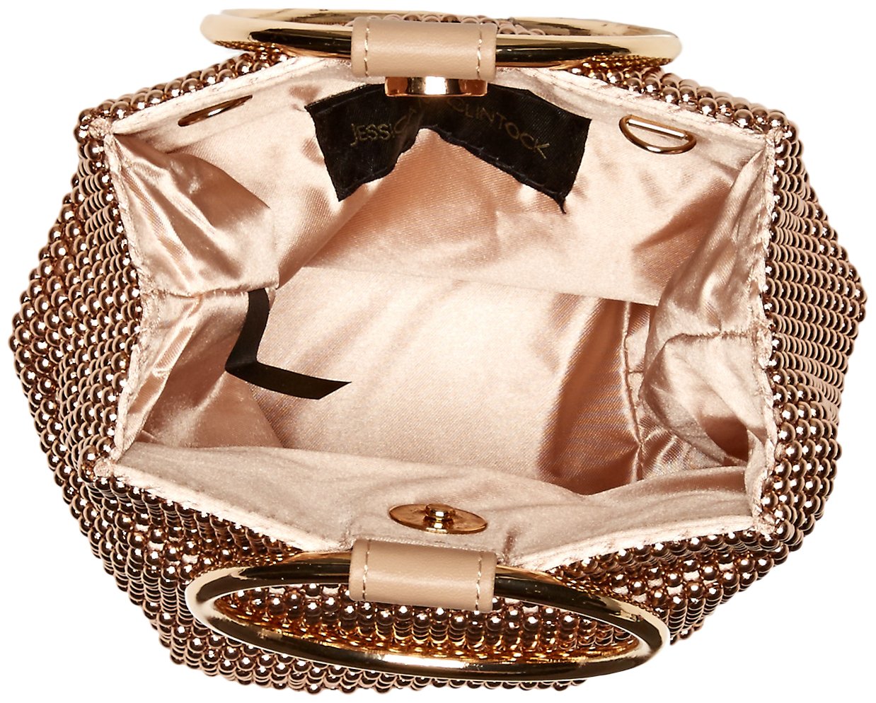 Jessica McClintock Womens Gwen Ball Mesh Ring Wristlet Pouch Clutch - Bolsa de noche Mujer